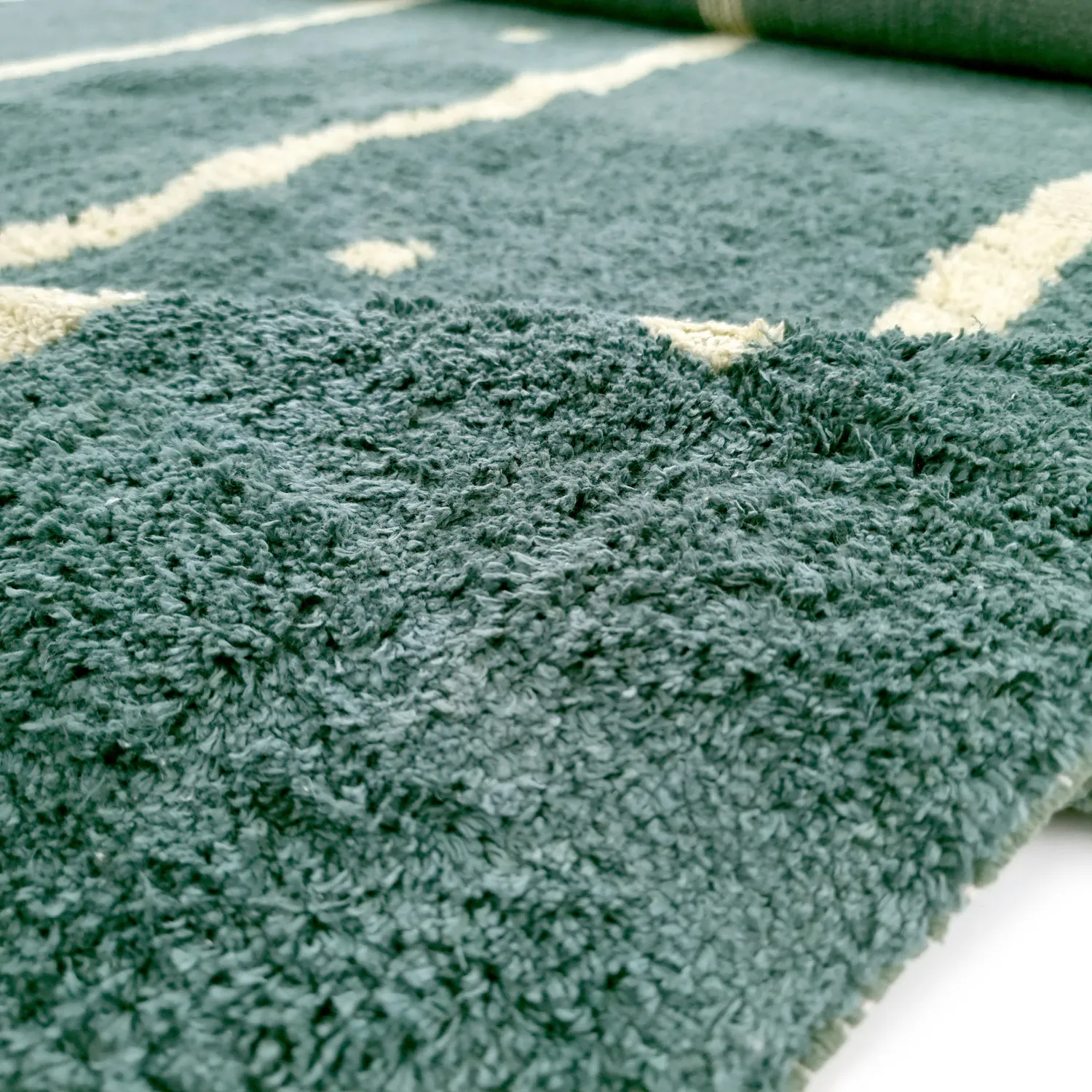 Alfombras de pelo largo - Leora Natural Cotton Shaggy (verde)