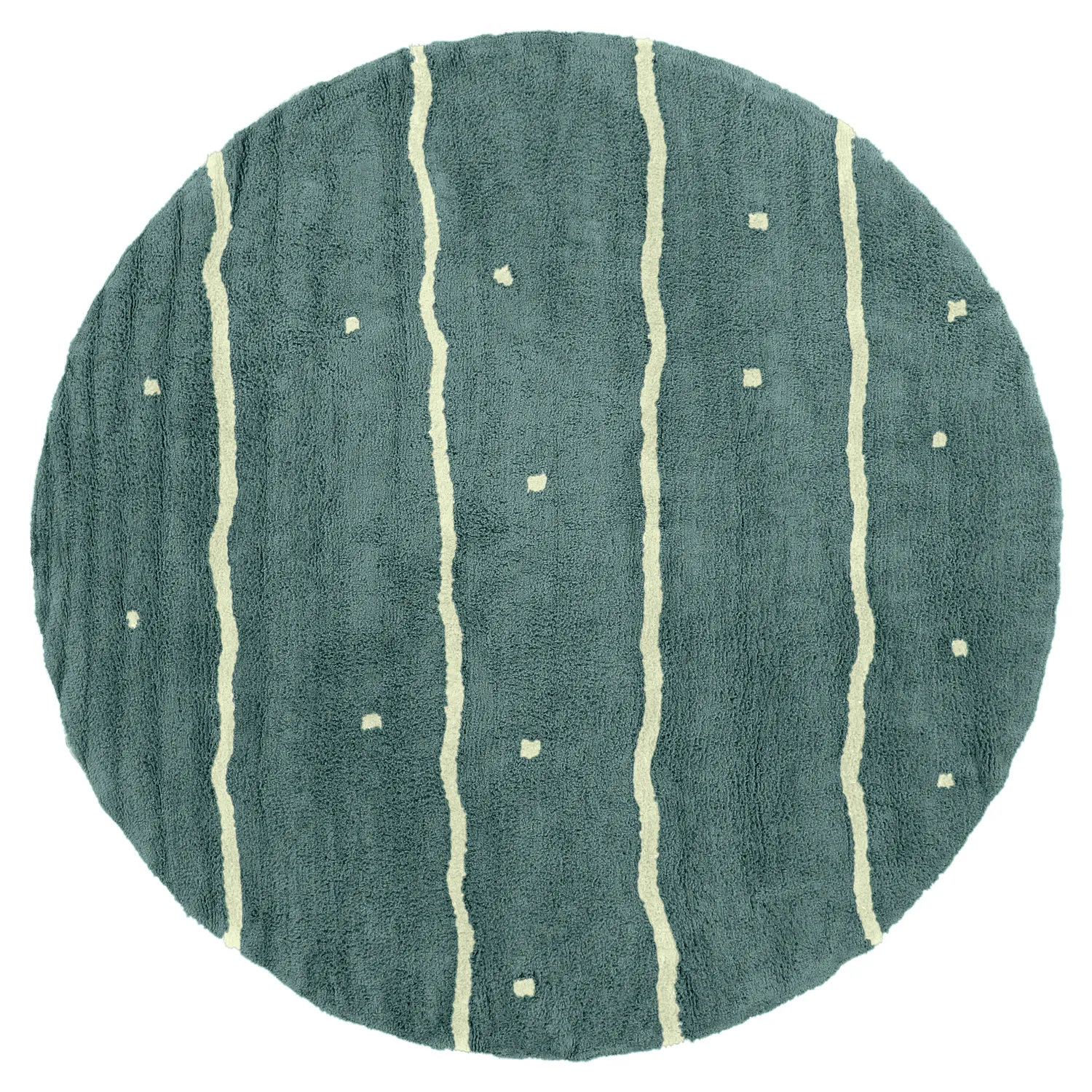 Alfombras redondeadas - Leora Natural Cotton Shaggy (verde)