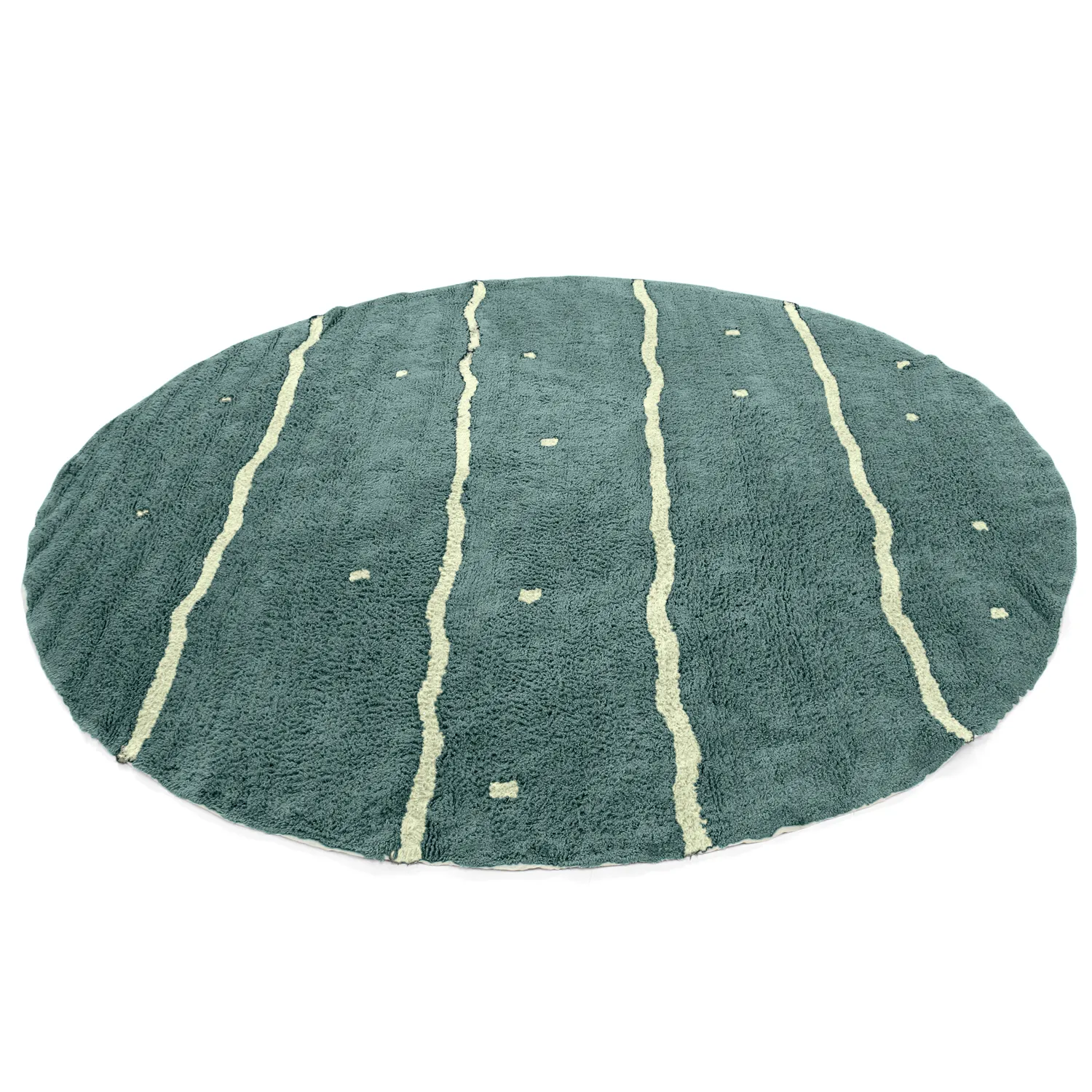 Alfombras redondeadas - Leora Natural Cotton Shaggy (verde)