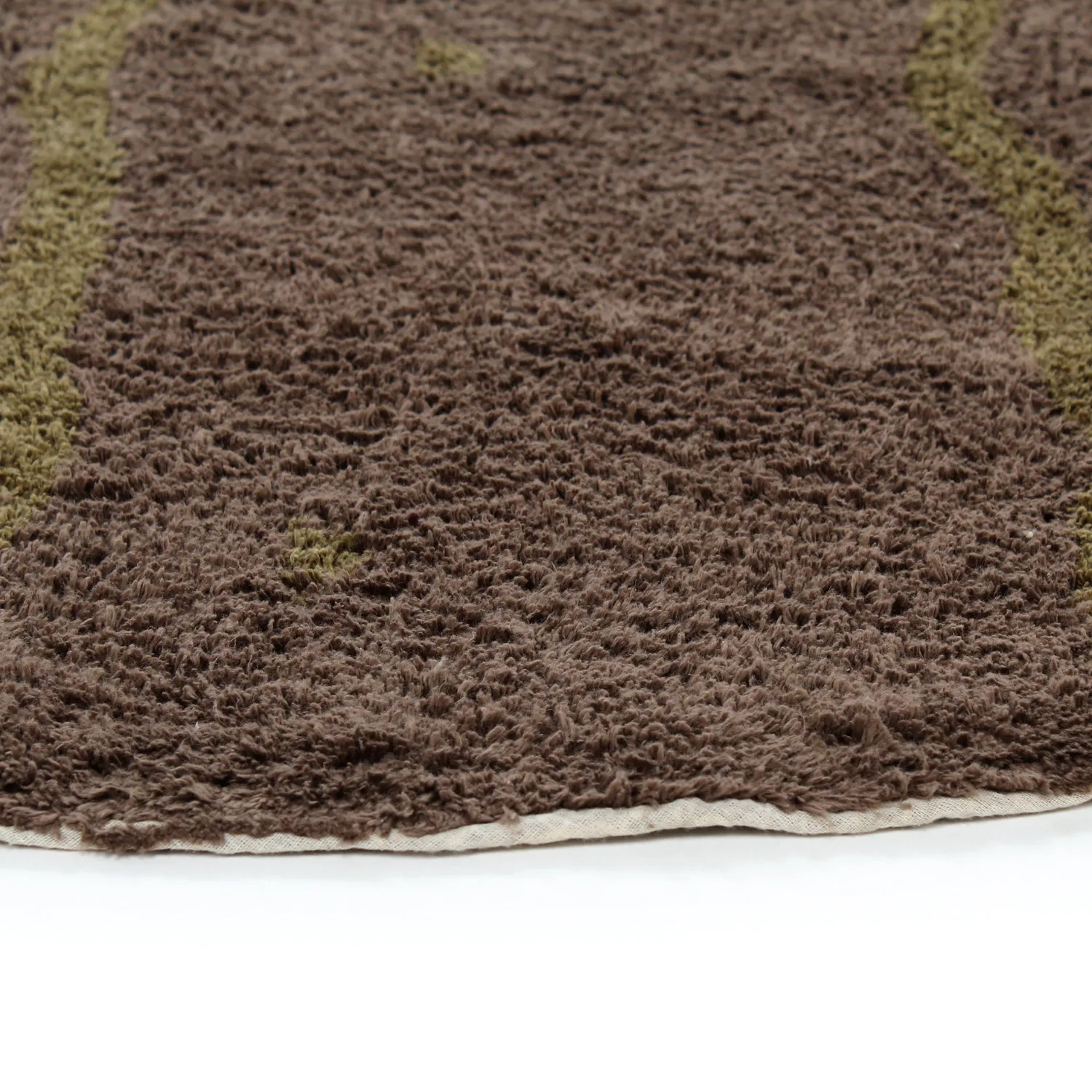 Alfombras redondeadas - Leora Natural Cotton Shaggy (marrón/oliva)
