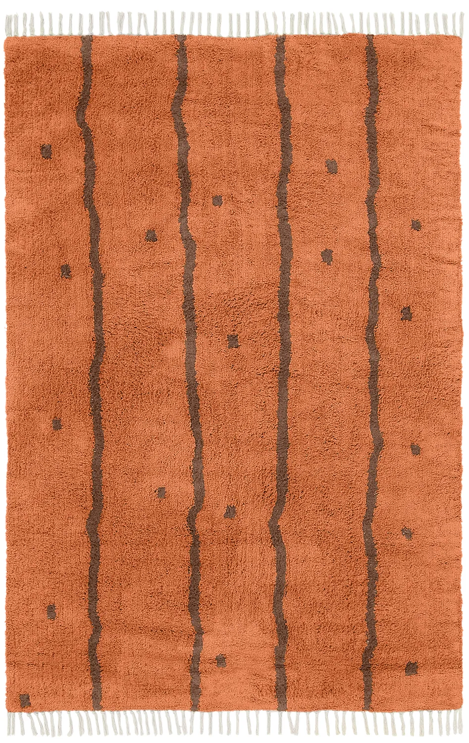 Alfombras de pelo largo - Leora Natural Cotton Shaggy (naranja/marrón)