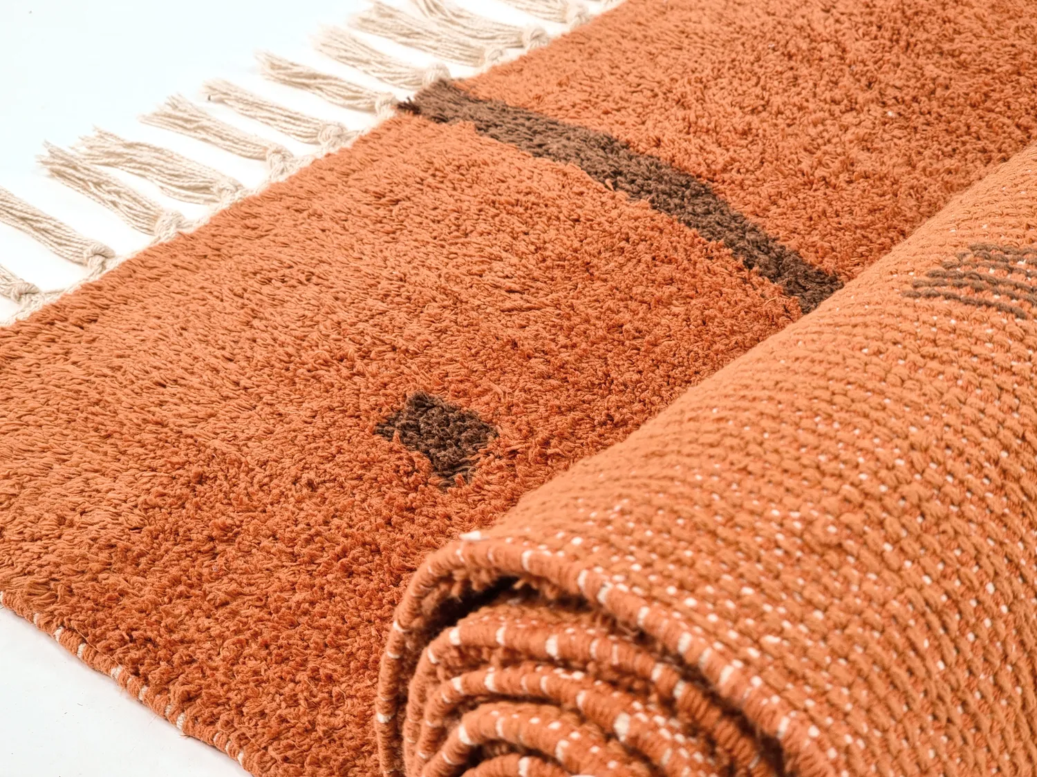 Alfombras de pelo largo - Leora Natural Cotton Shaggy (naranja/marrón)