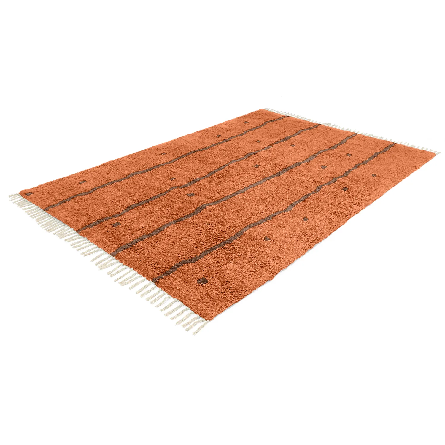 Alfombras de pelo largo - Leora Natural Cotton Shaggy (naranja/marrón)