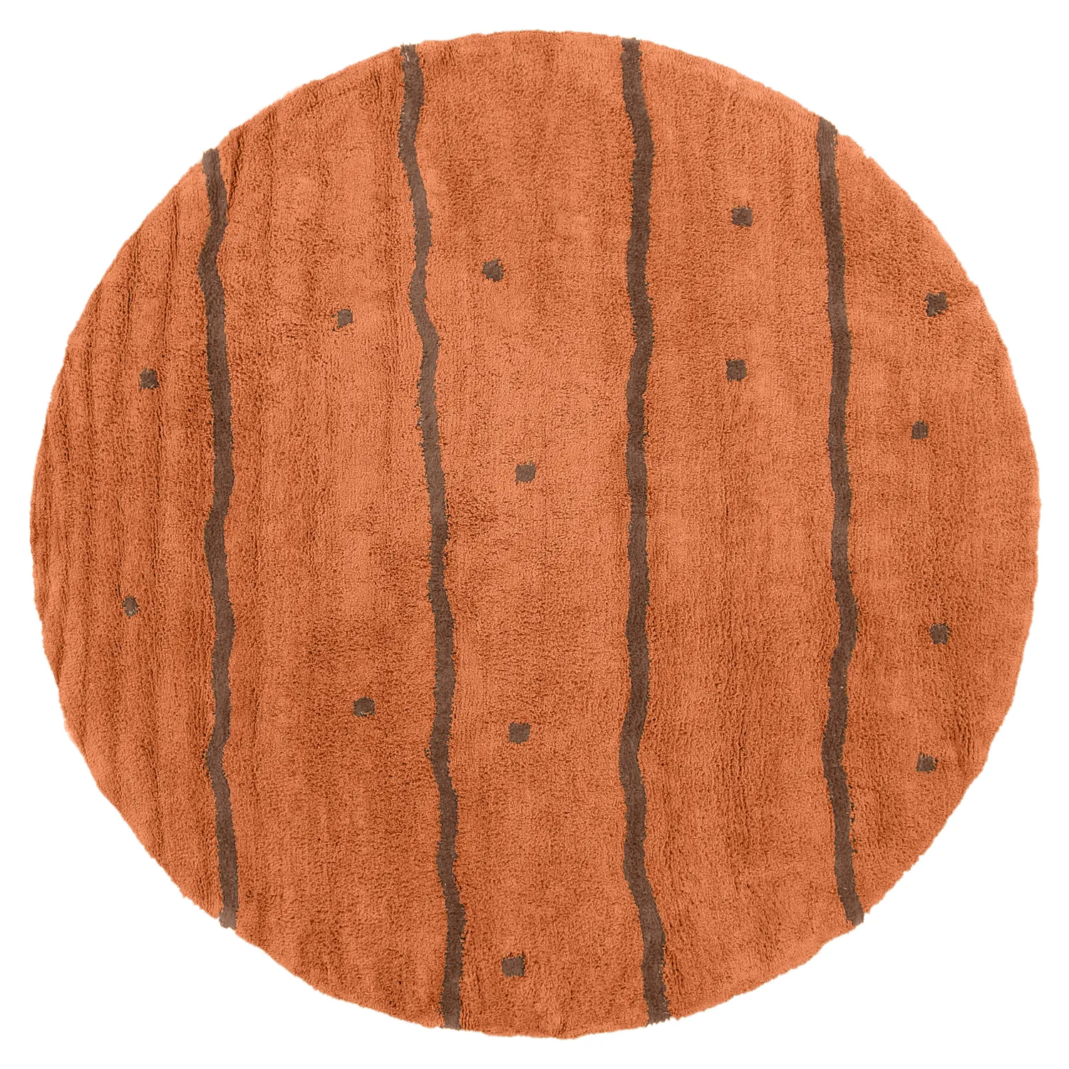 Alfombras redondeadas - Leora Natural Cotton Shaggy (naranja/marrón)