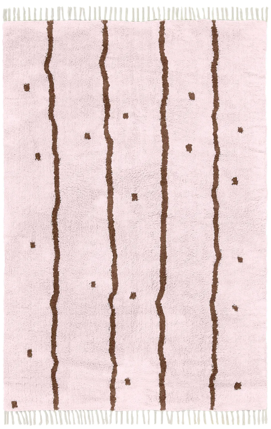 Alfombras de pelo largo - Leora Natural Cotton Shaggy (rosa/marrón)