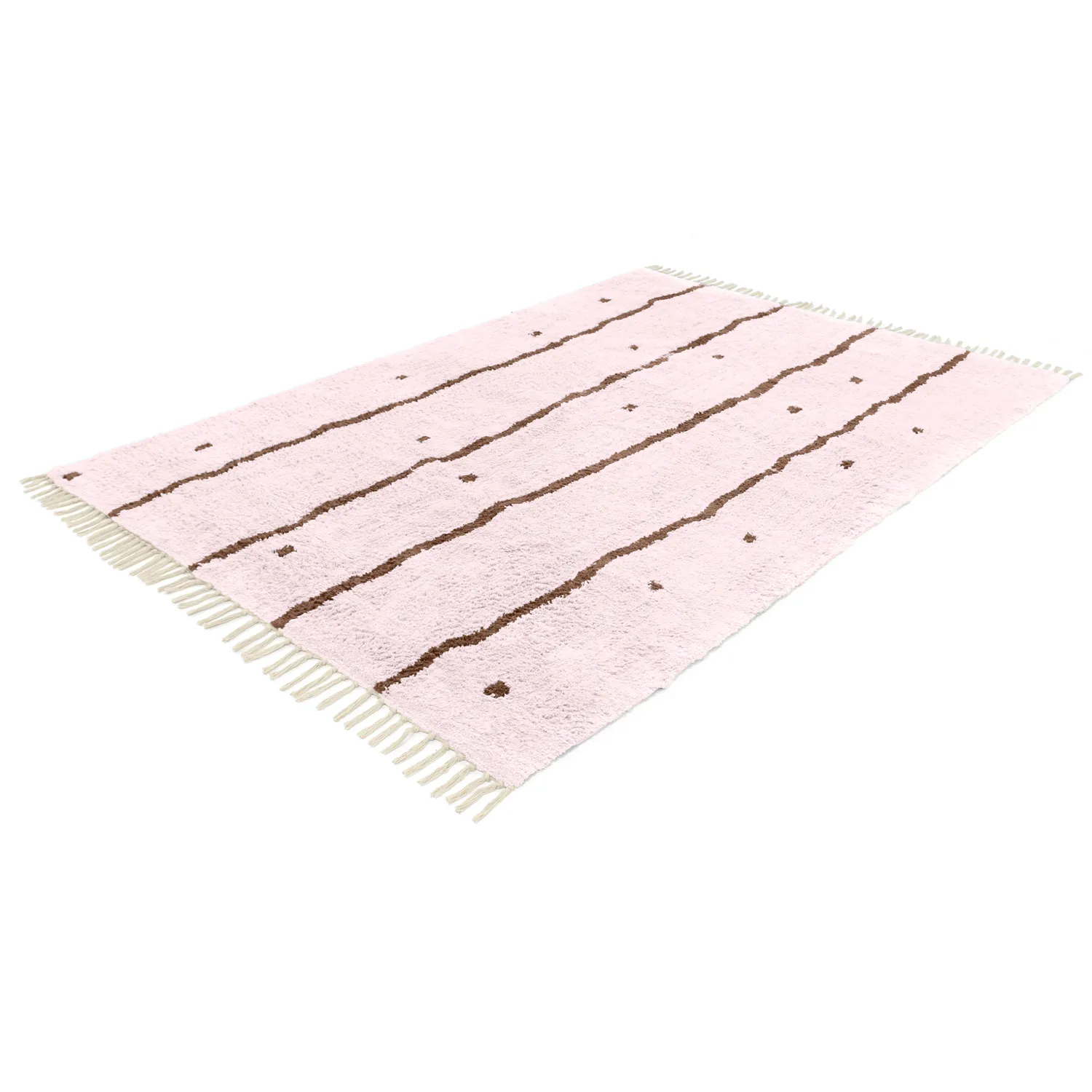 Alfombras de pelo largo - Leora Natural Cotton Shaggy (rosa/marrón)