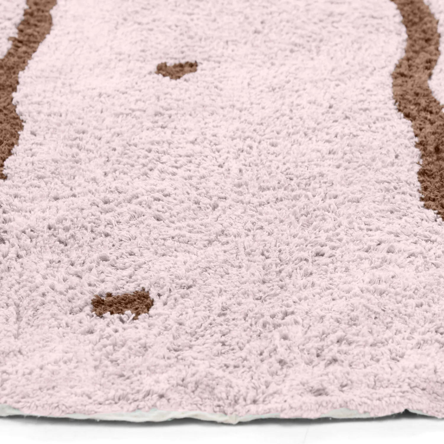 Alfombras redondeadas - Leora Natural Cotton Shaggy (rosa/marrón)