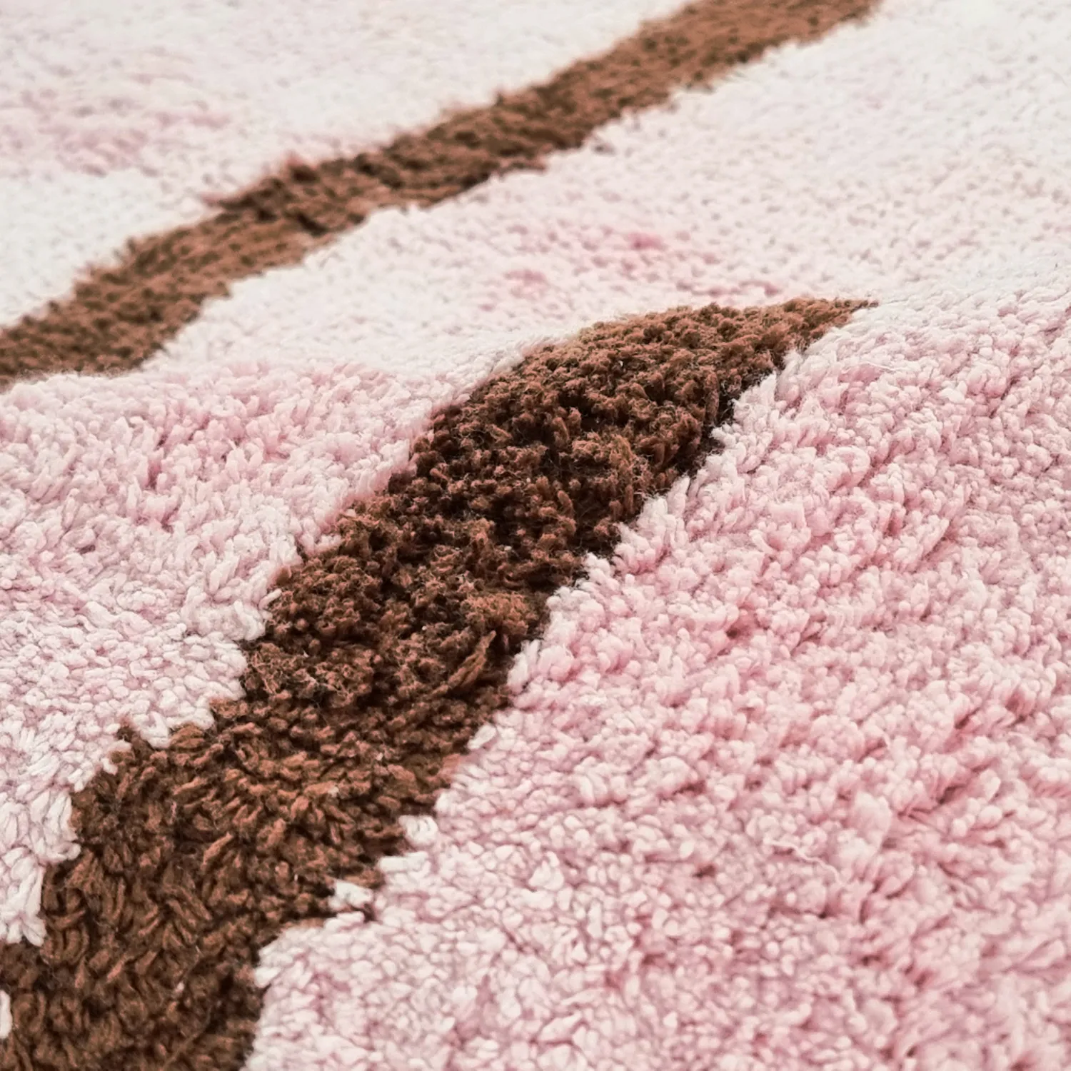 Alfombras redondeadas - Leora Natural Cotton Shaggy (rosa/marrón)