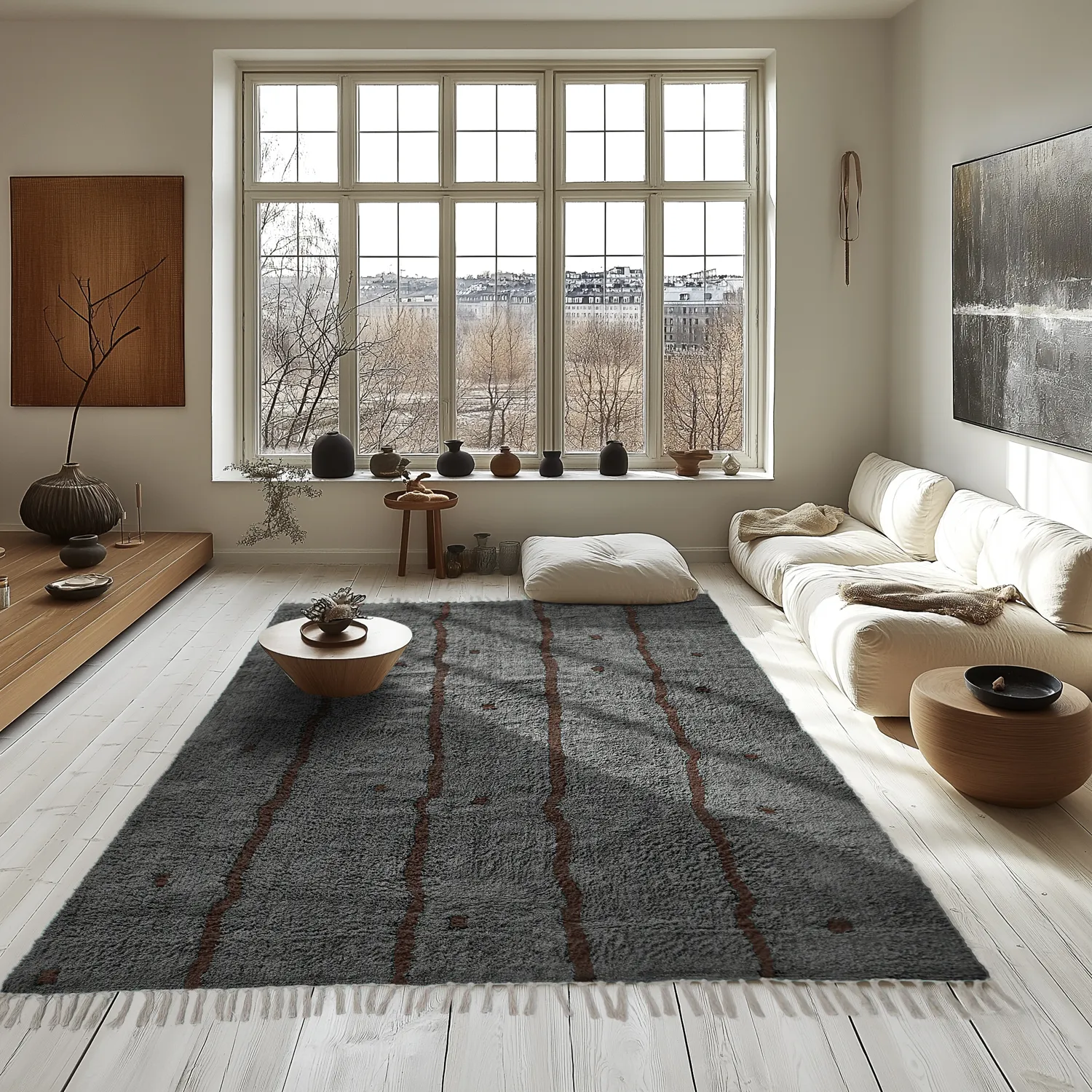 Alfombras de pelo largo - Leora Natural Cotton Shaggy (negro/marrón)