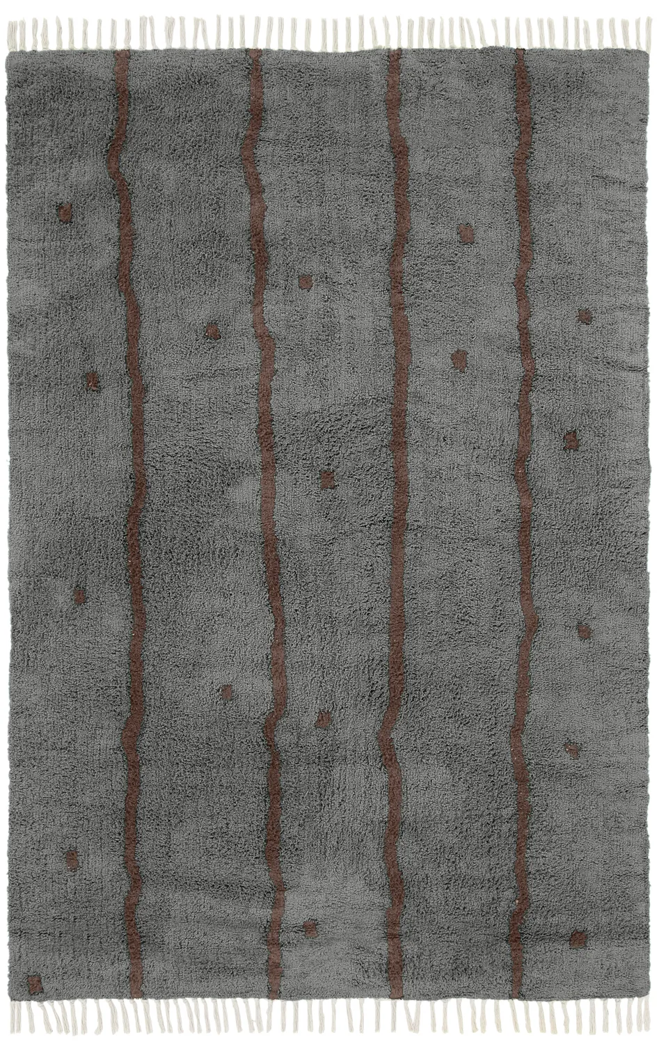 Alfombras de pelo largo - Leora Natural Cotton Shaggy (negro/marrón)