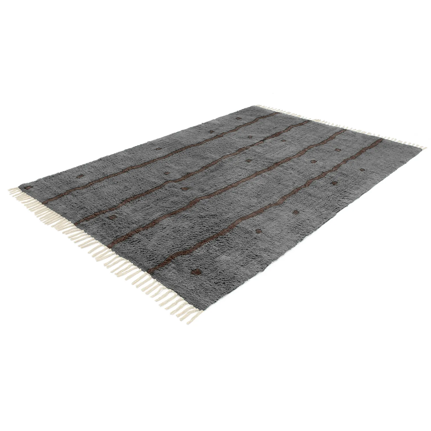 Alfombras de pelo largo - Leora Natural Cotton Shaggy (negro/marrón)