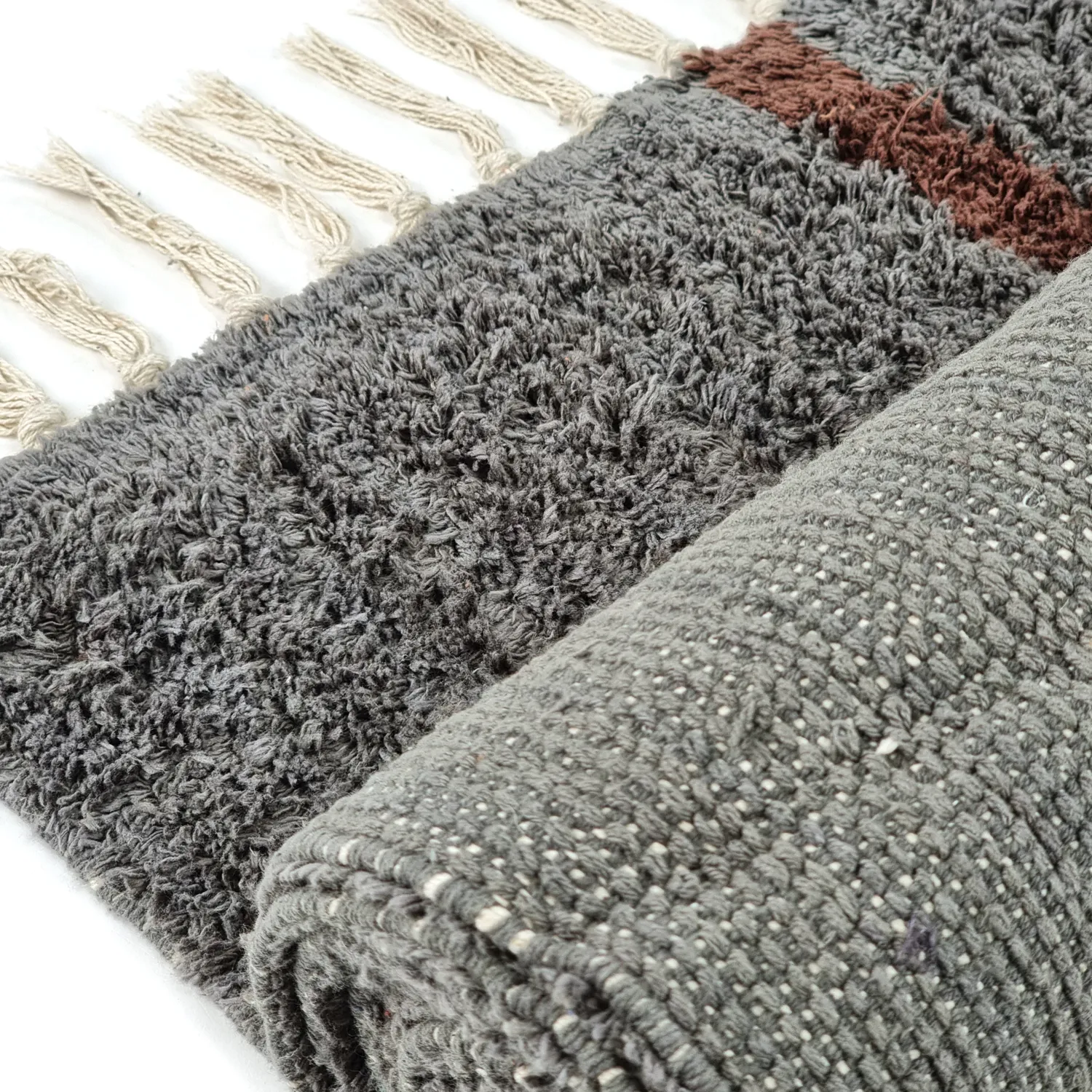 Alfombras de pelo largo - Leora Natural Cotton Shaggy (negro/marrón)