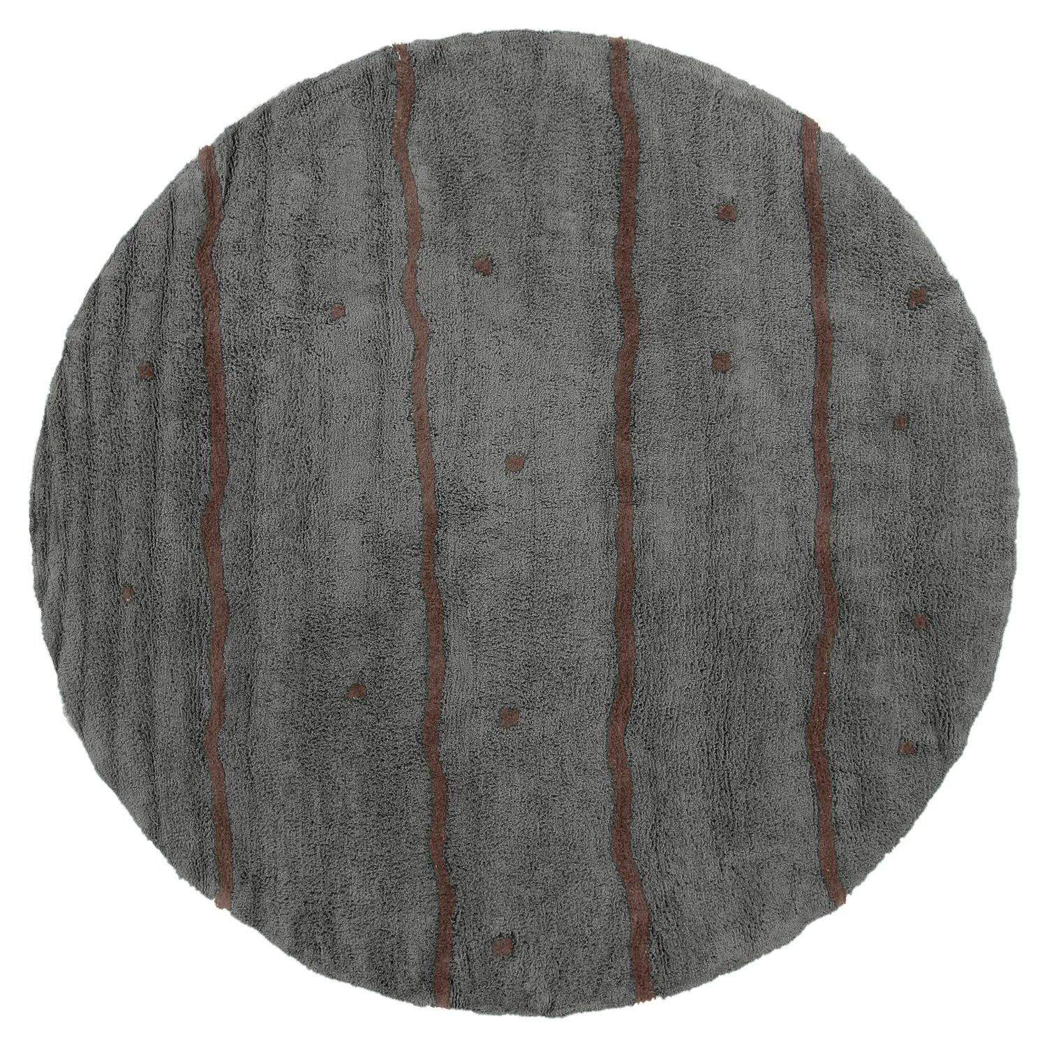 Alfombras redondeadas - Leora Natural Cotton Shaggy (negro/marrón)