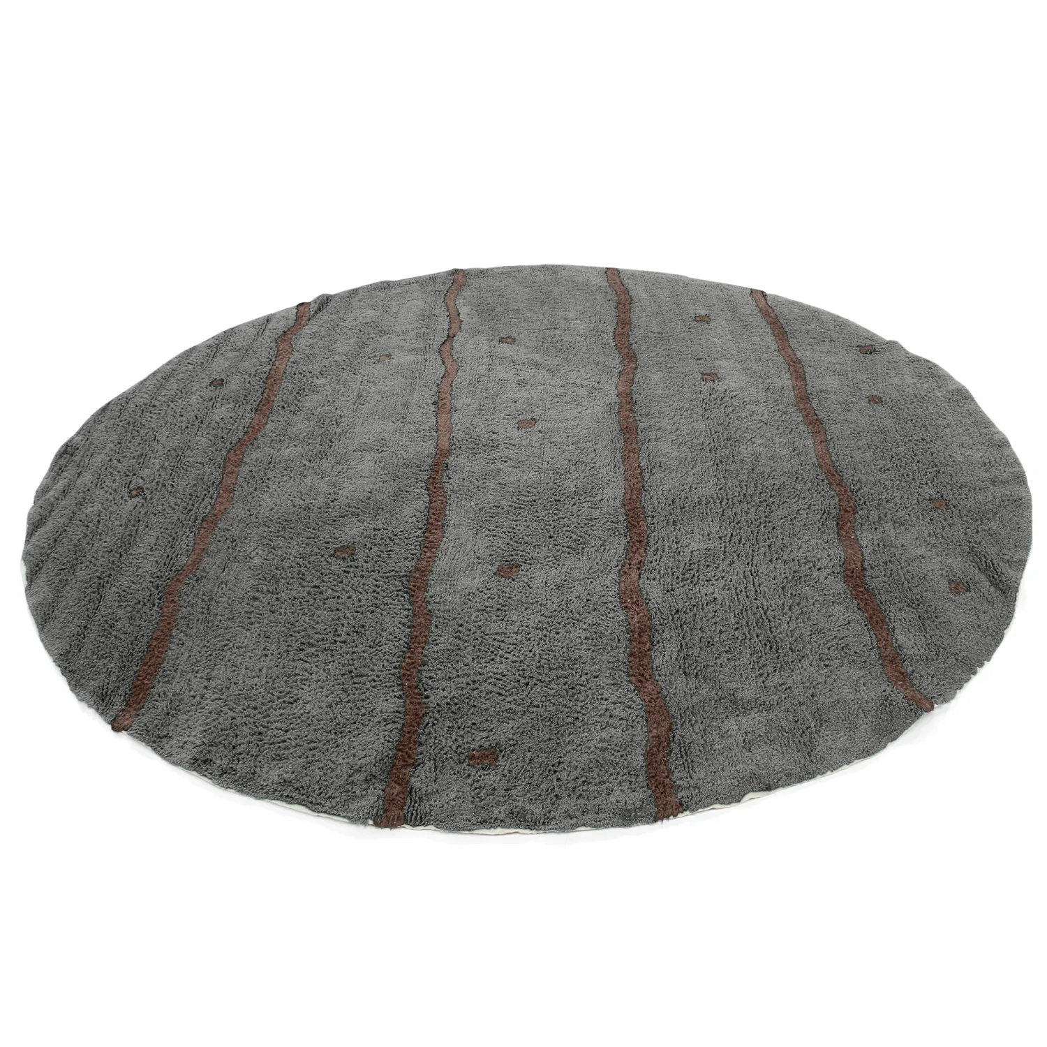 Alfombras redondeadas - Leora Natural Cotton Shaggy (negro/marrón)