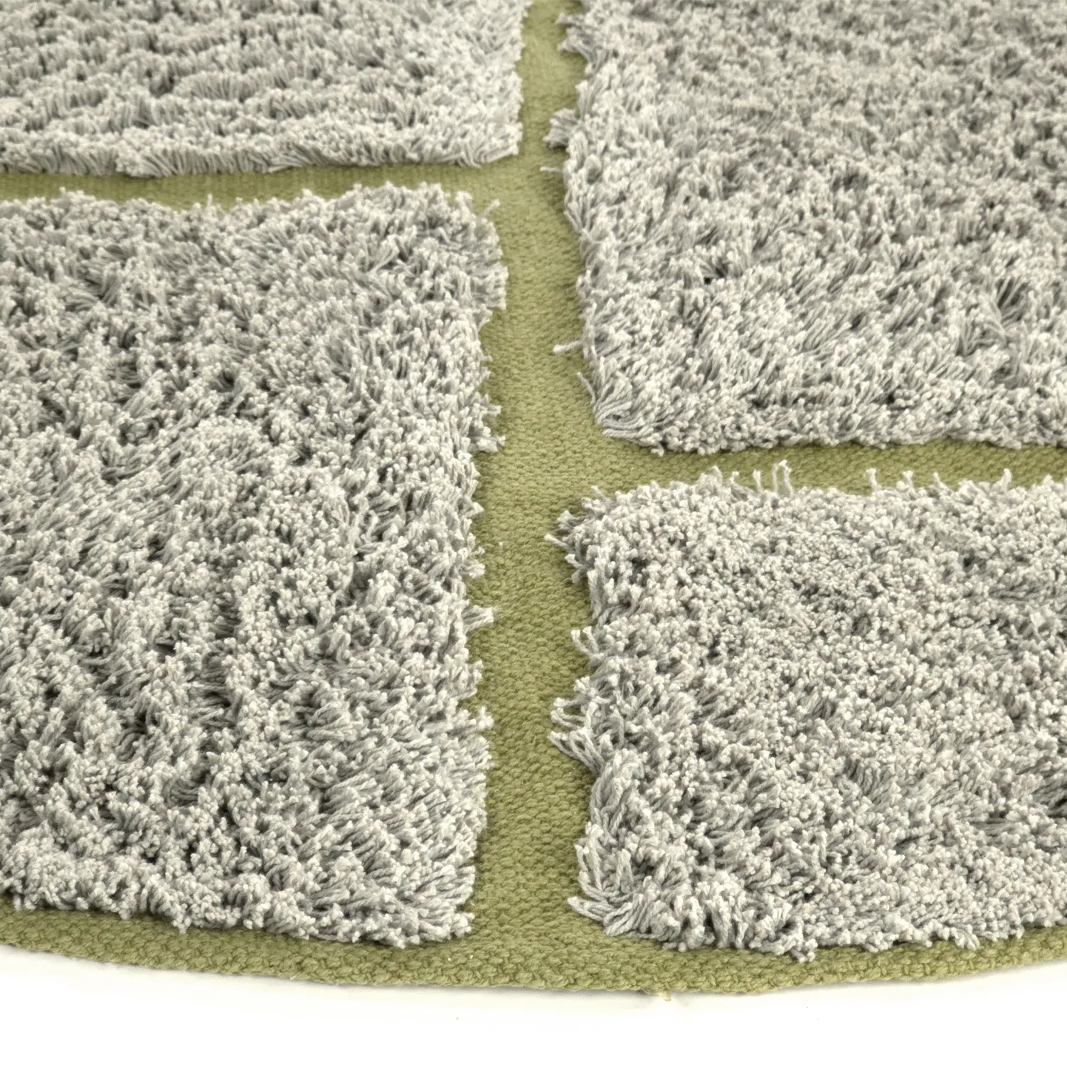 Alfombras redondeadas - Lindley Natural Cotton Shaggy (gris/verde)