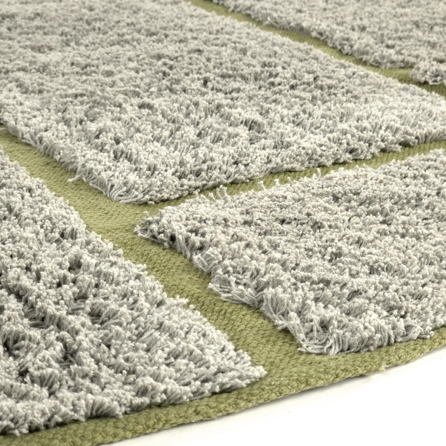 Alfombras redondeadas - Lindley Natural Cotton Shaggy (gris/verde)