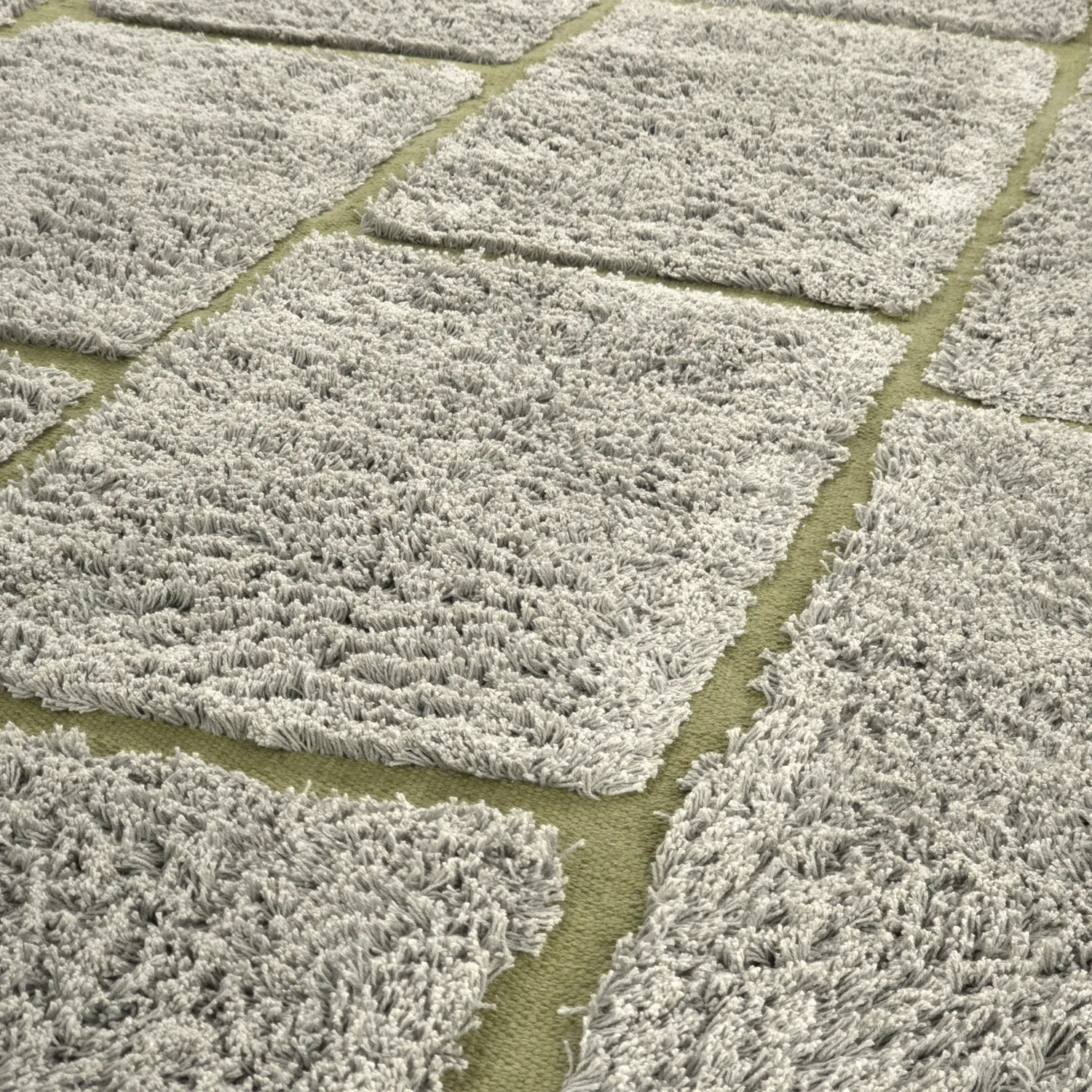 Alfombras redondeadas - Lindley Natural Cotton Shaggy (gris/verde)