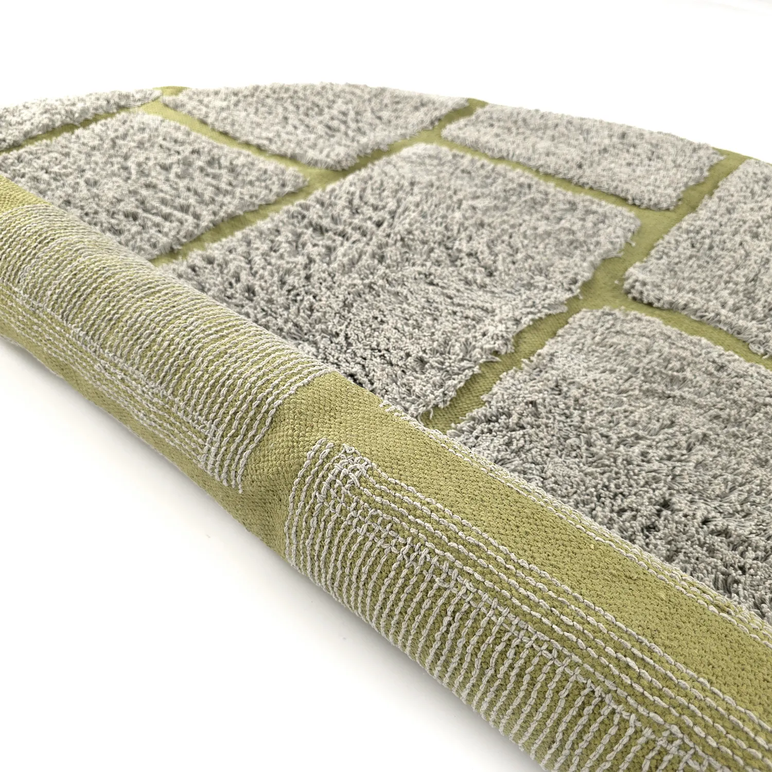 Alfombras redondeadas - Lindley Natural Cotton Shaggy (gris/verde)