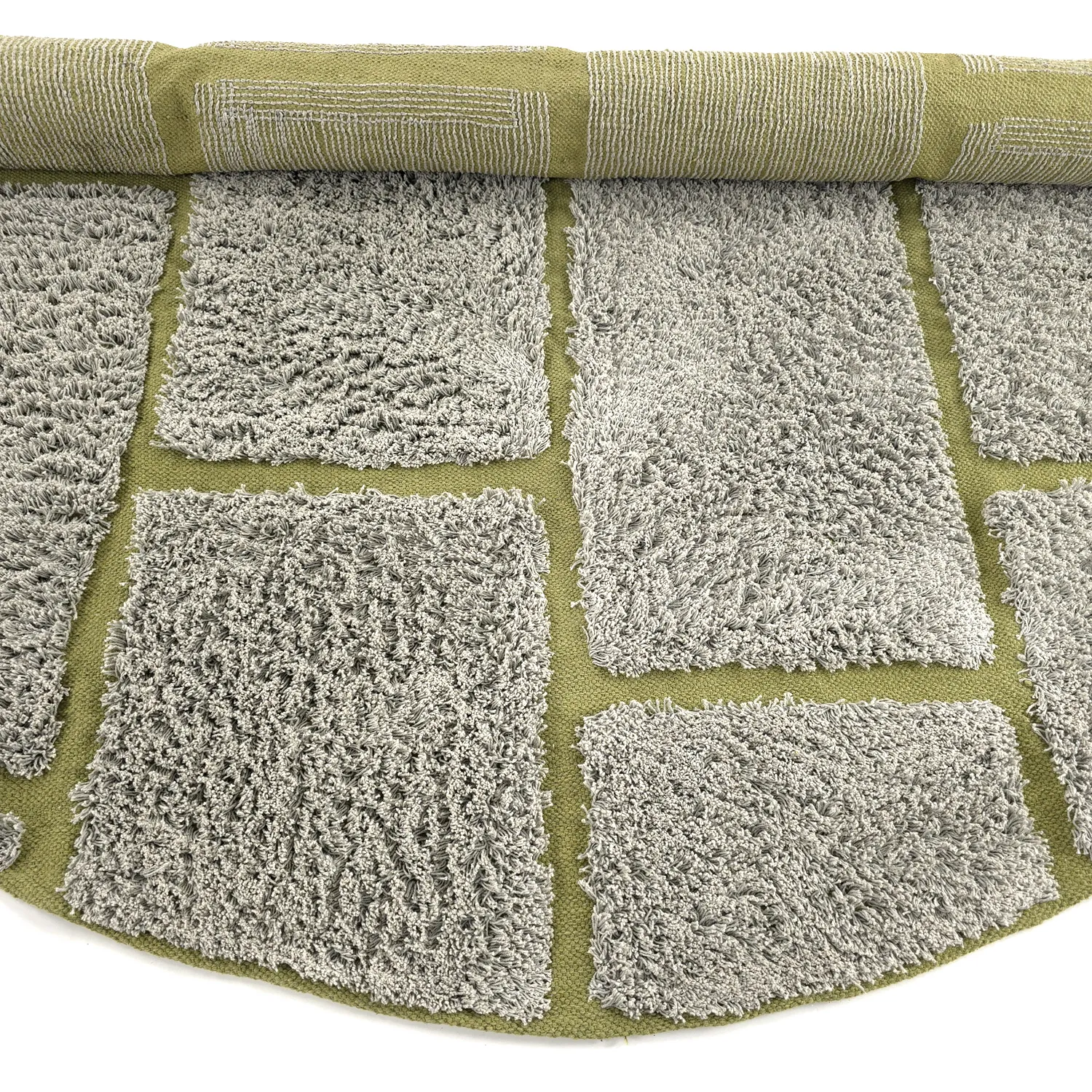 Alfombras redondeadas - Lindley Natural Cotton Shaggy (gris/verde)