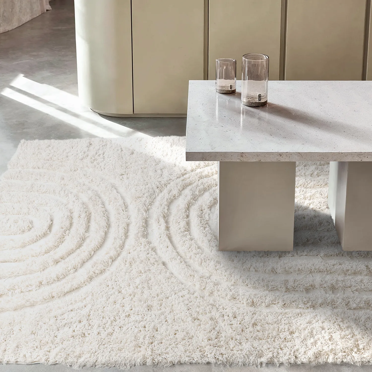 Alfombras de pelo largo - Lindos Natural Cotton Shaggy (blanco)