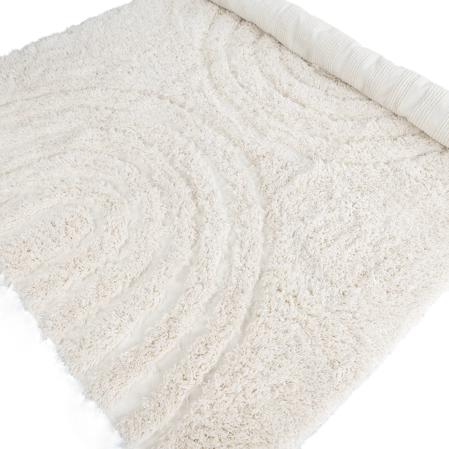 Alfombras de pelo largo - Lindos Natural Cotton Shaggy (blanco)