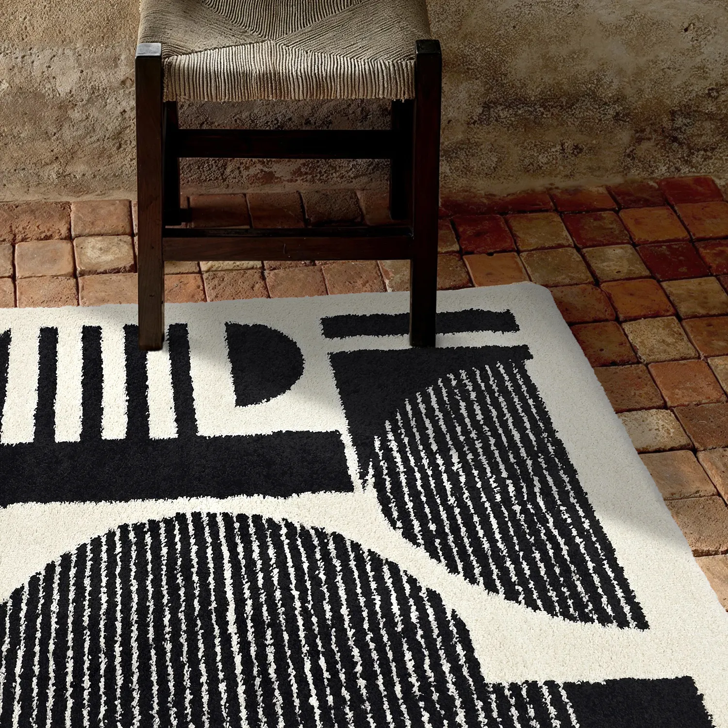 Alfombras de pelo largo - Maron (negro/blanco)