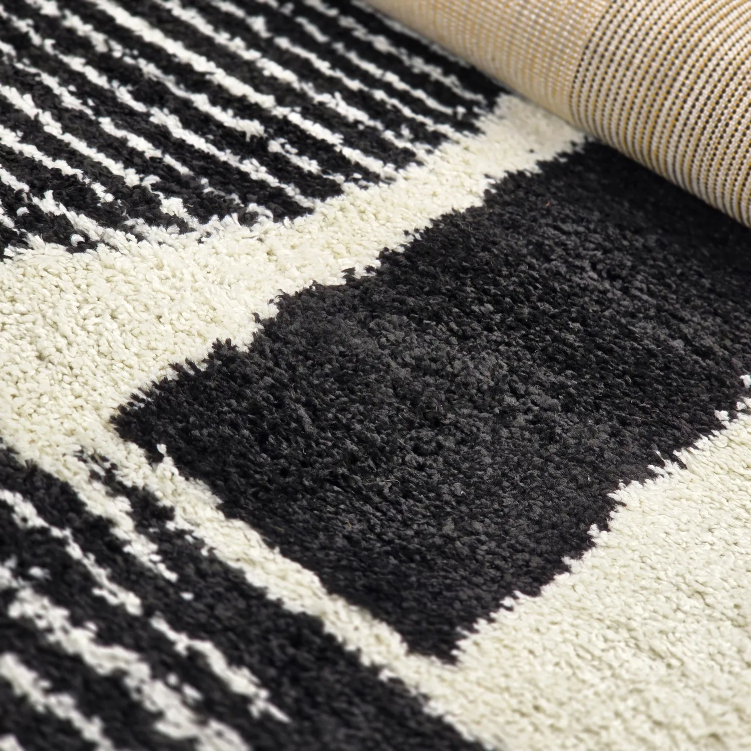Alfombras de pelo largo - Maron (negro/blanco)