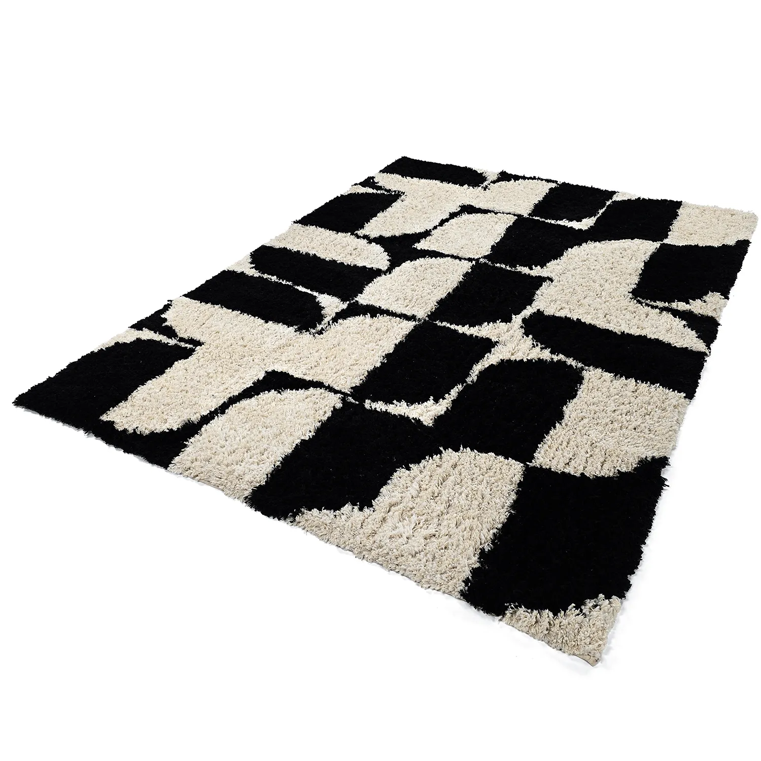 Alfombras de pelo largo - Marvao Natural Cotton Shaggy (blanco roto/negro)