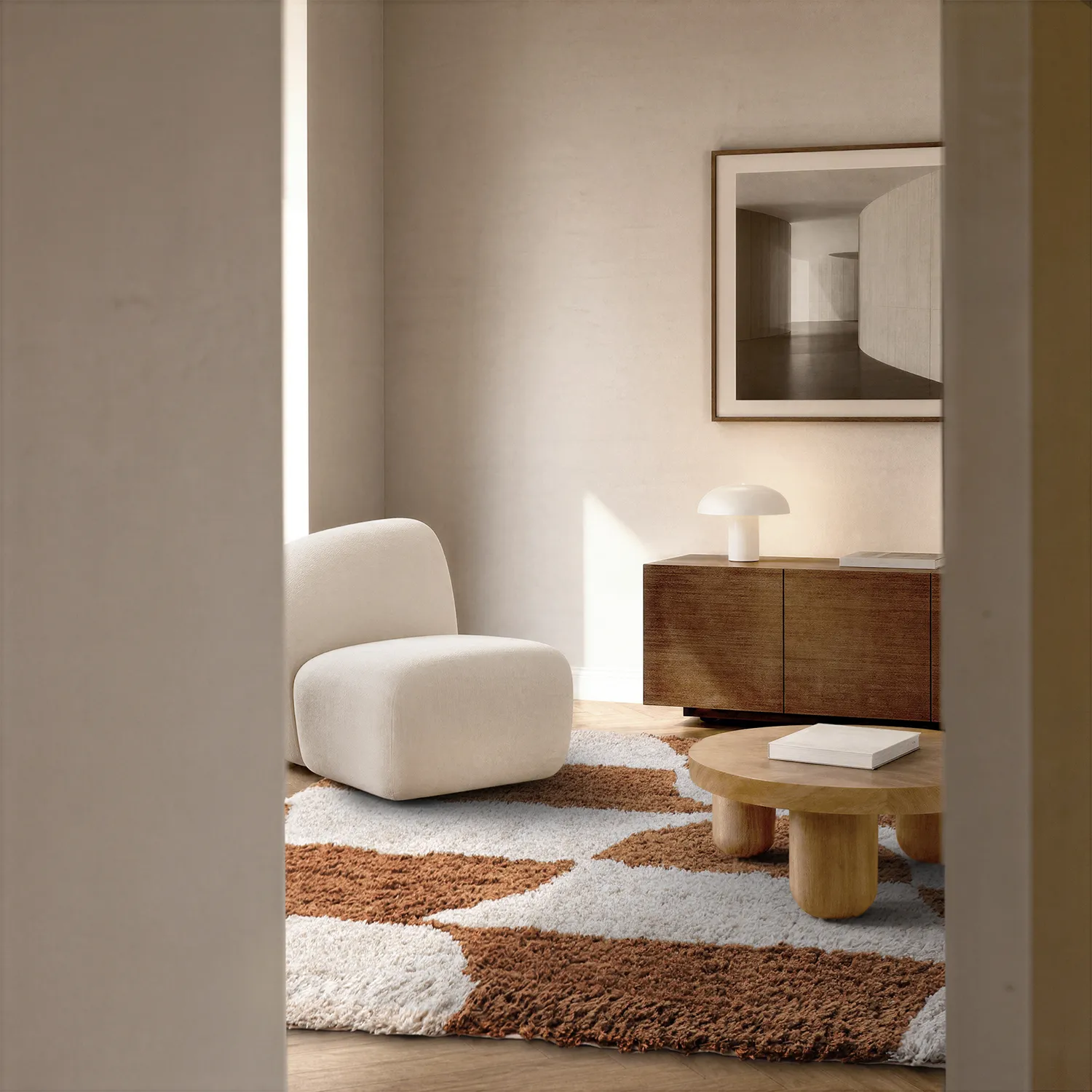 Alfombras de pelo largo - Kalymnos Natural Cotton Shaggy (blanco roto/ocre)