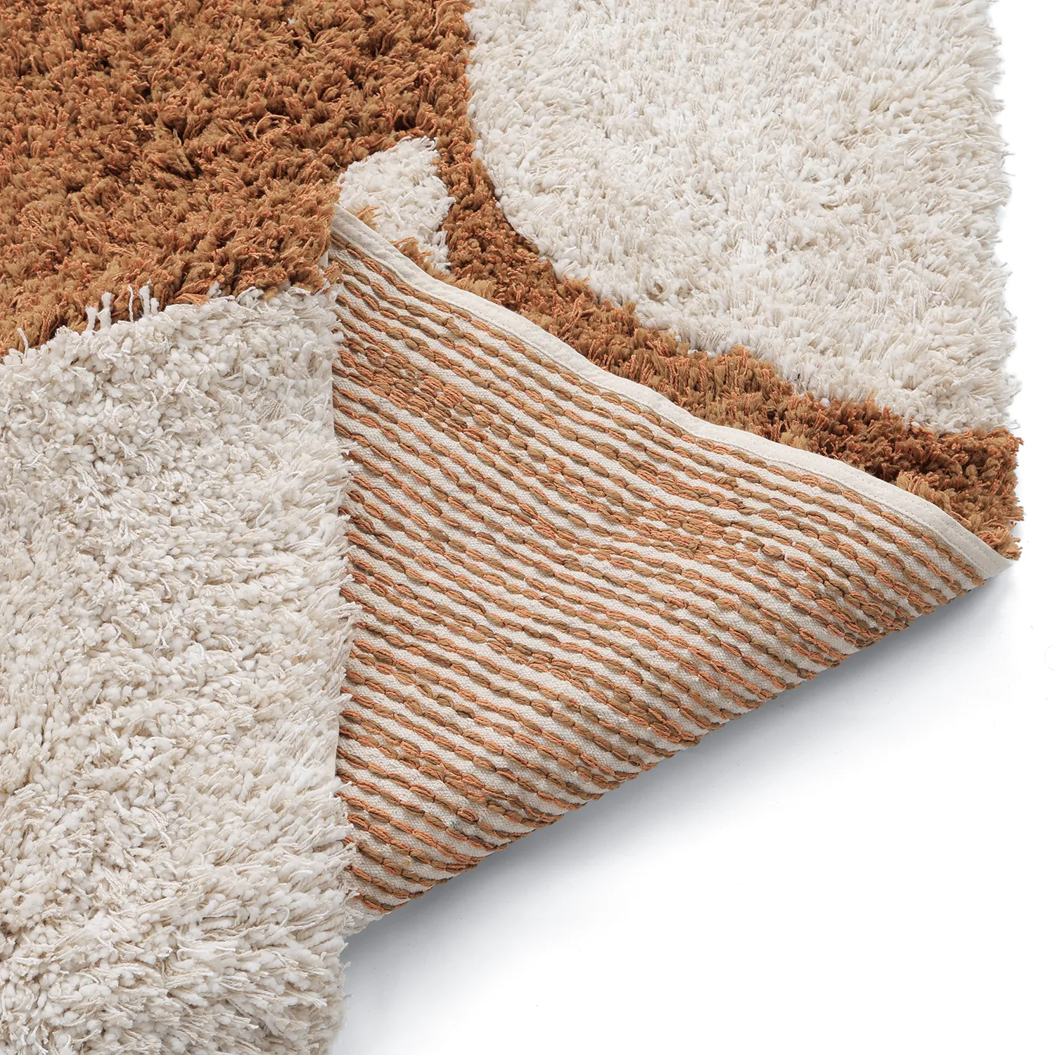 Alfombras de pelo largo - Kalymnos Natural Cotton Shaggy (blanco roto/ocre)