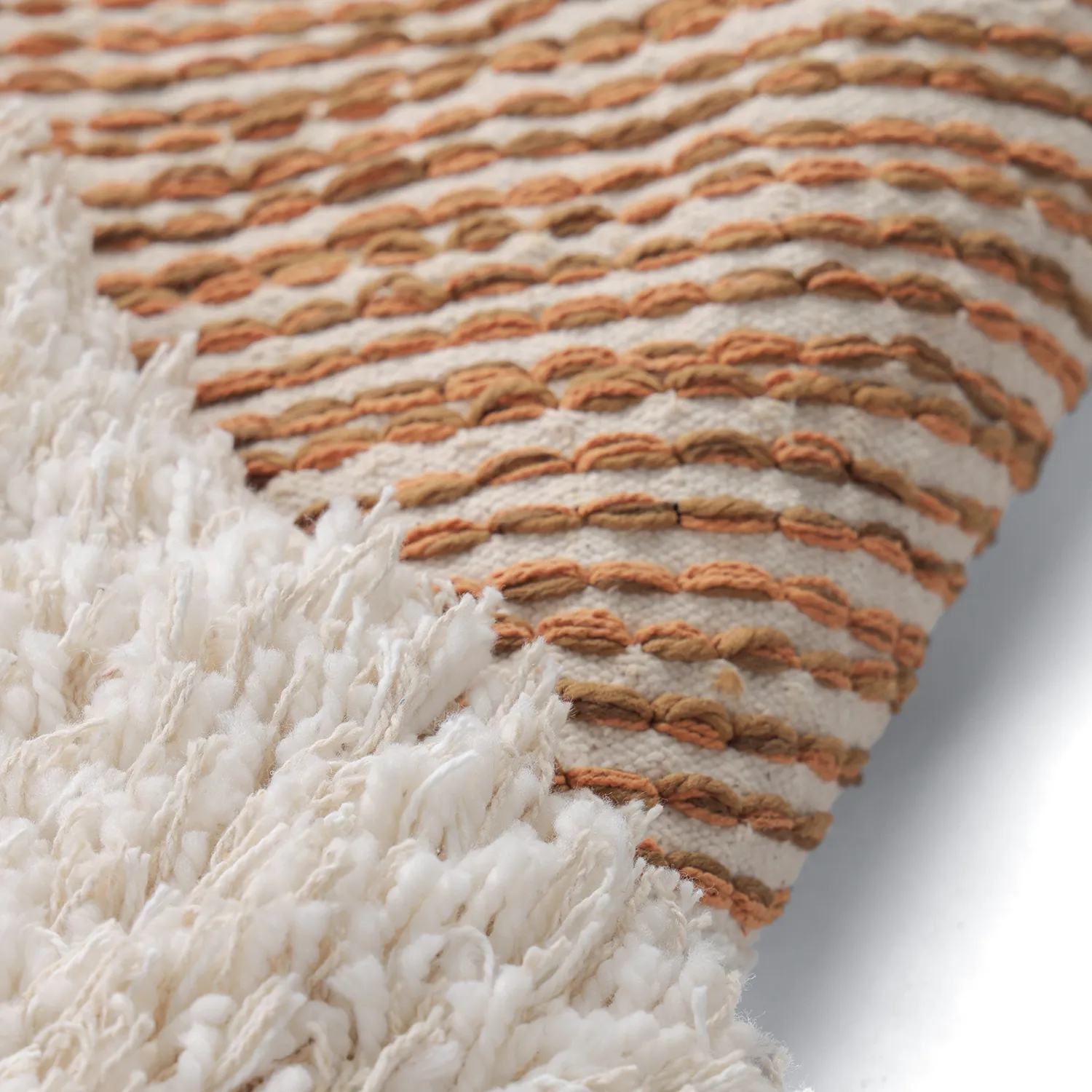 Alfombras de pelo largo - Kalymnos Natural Cotton Shaggy (blanco roto/ocre)