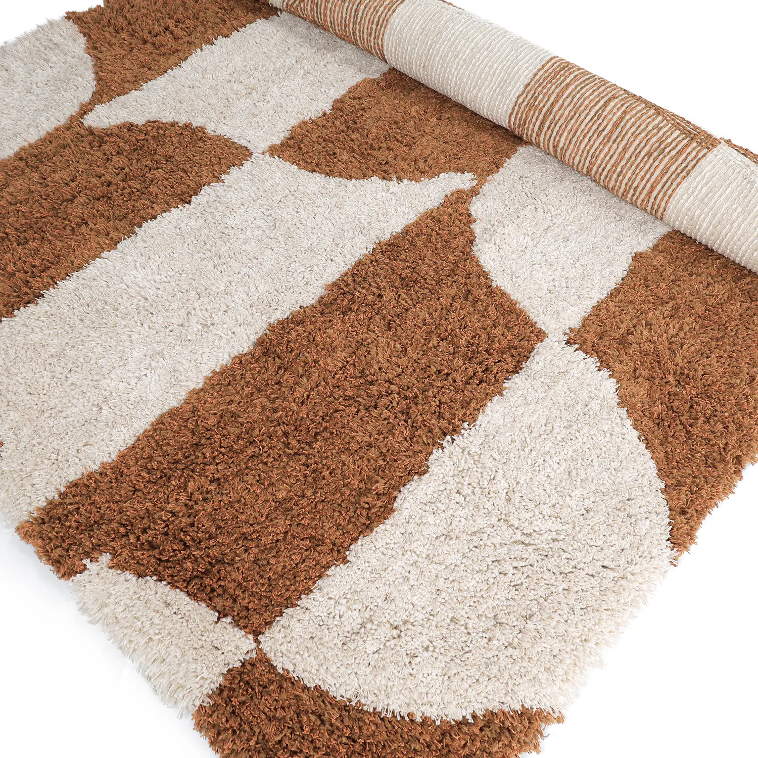Alfombras de pelo largo - Kalymnos Natural Cotton Shaggy (blanco roto/ocre)