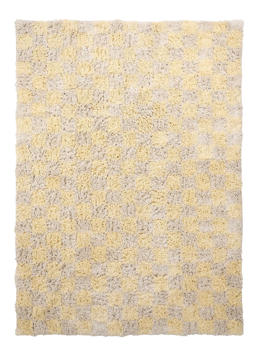 Alfombras de pelo largo - Methoni Check Cotton Shaggy (crema/amarillo claro)