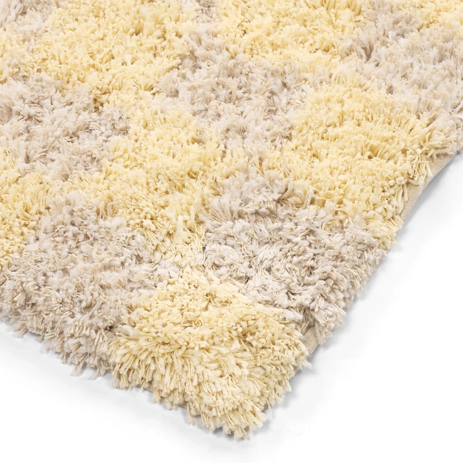 Alfombras de pelo largo - Methoni Check Cotton Shaggy (crema/amarillo claro)
