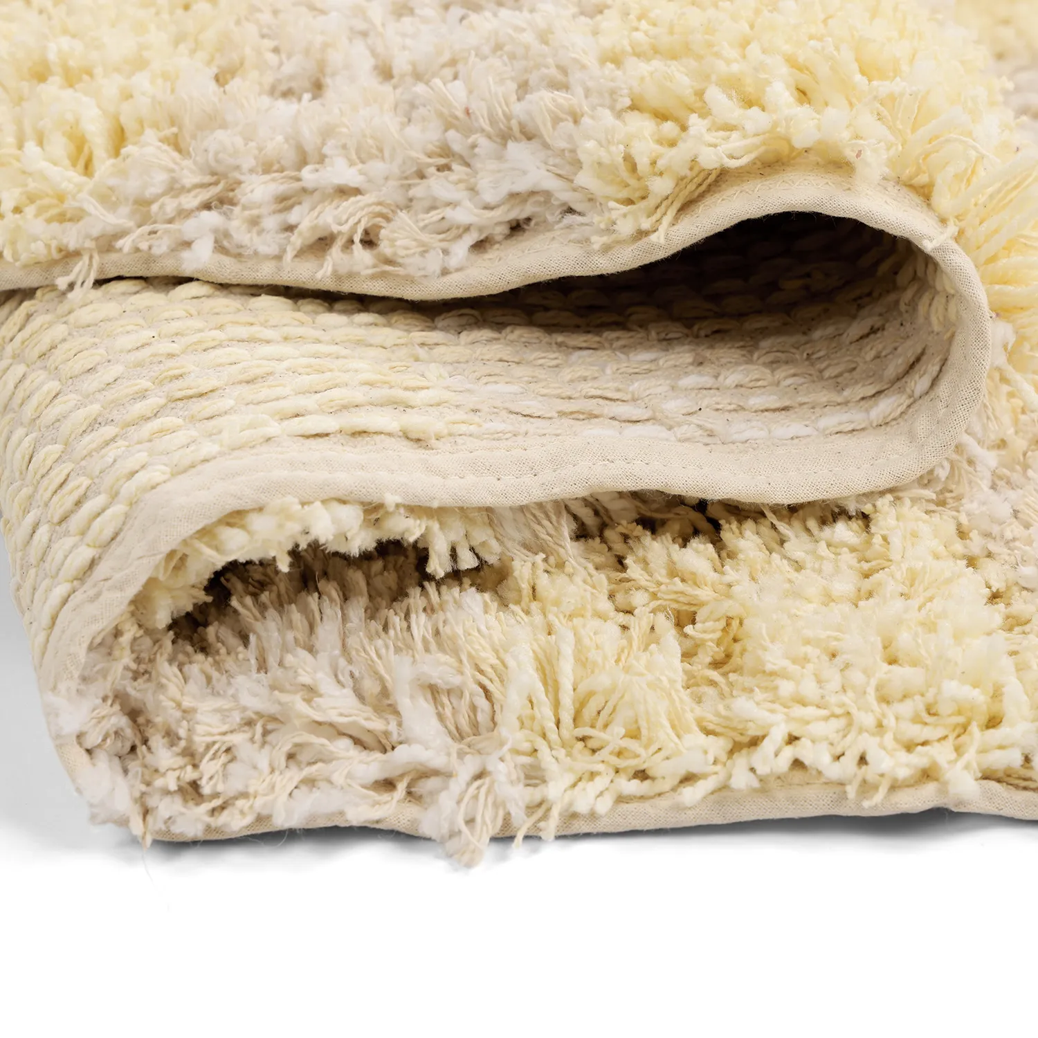 Alfombras de pelo largo - Methoni Check Cotton Shaggy (crema/amarillo claro)