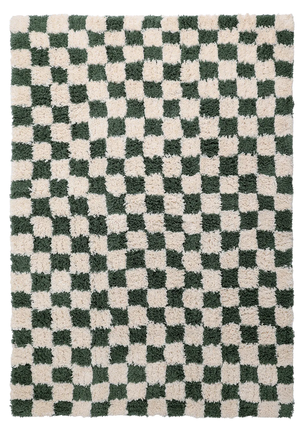 Alfombras de pelo largo - Methoni Check Cotton Shaggy (crema/verde)