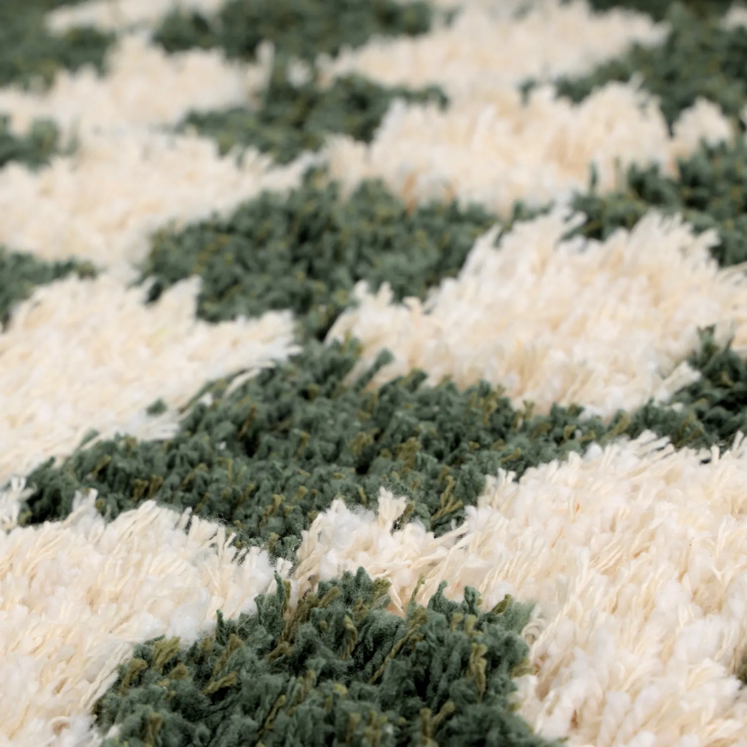 Alfombras redondeadas - Methoni Check Cotton Shaggy (crema/verde)
