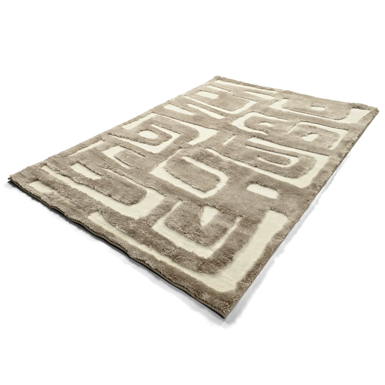 Alfombras de pelo largo - Palmyra (beige/blanco)