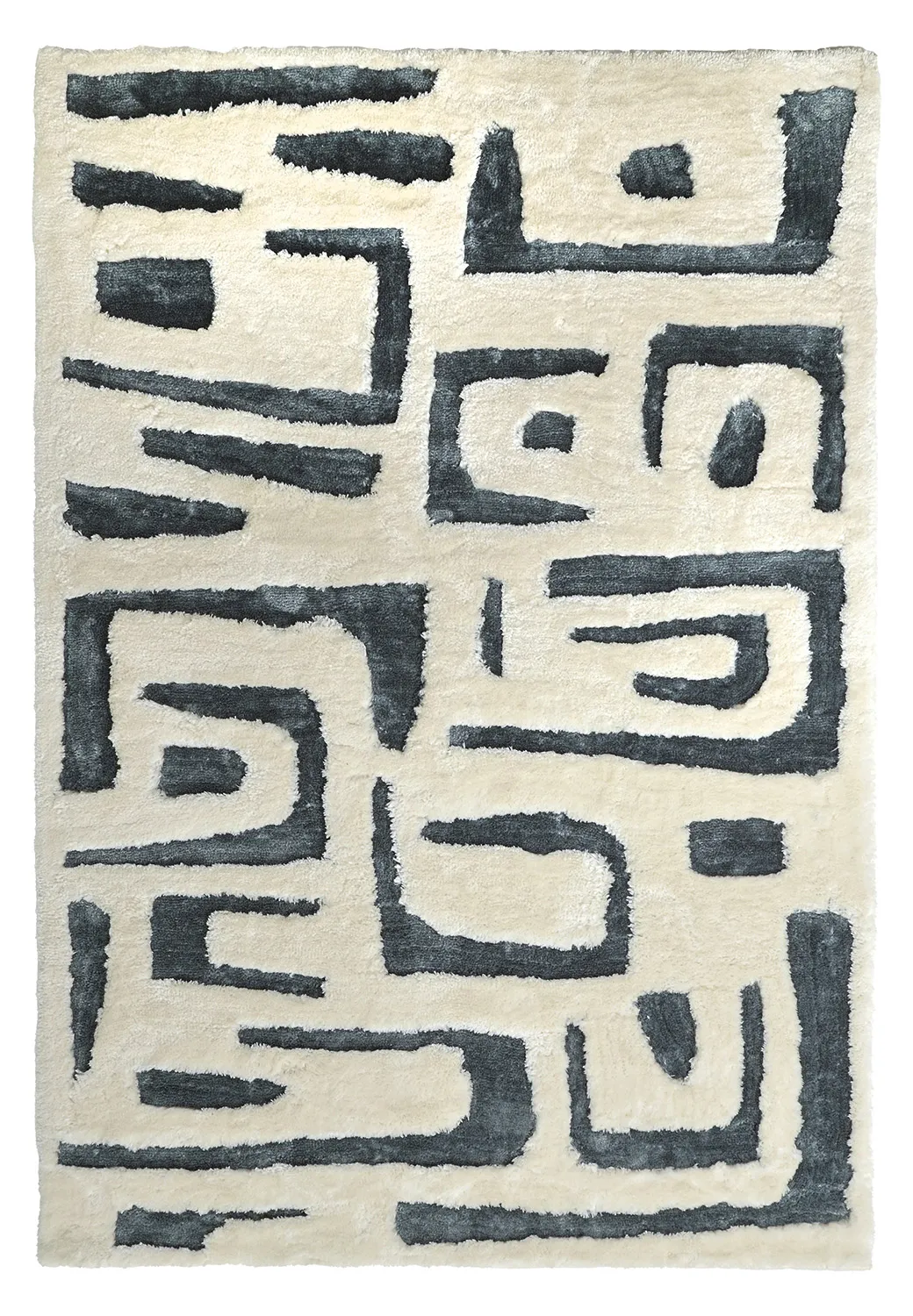 Alfombras de pelo largo - Palmyra (blanco/azul marino)