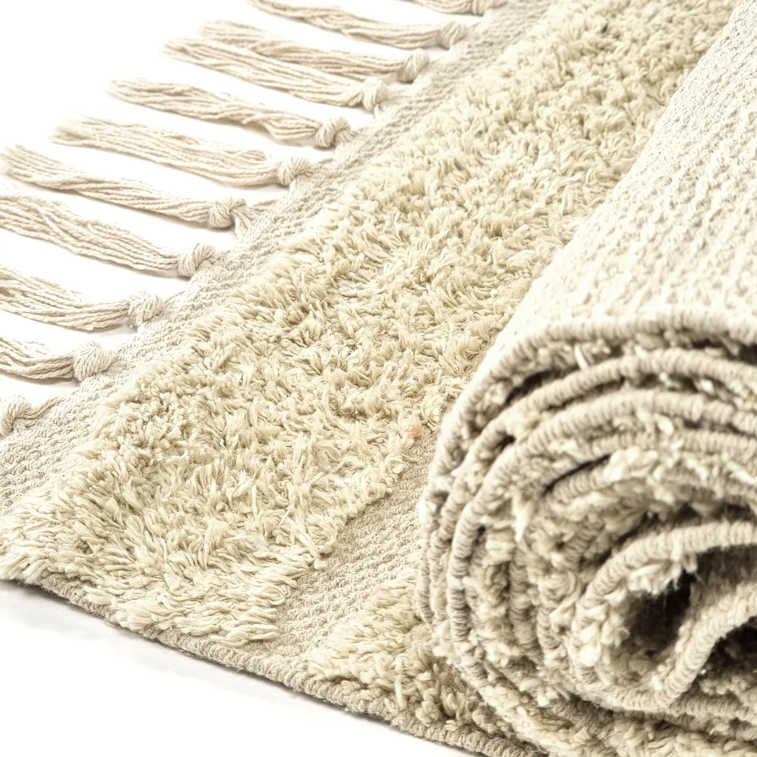 Alfombras de pelo largo - Rani Natural Cotton Shaggy (beige)