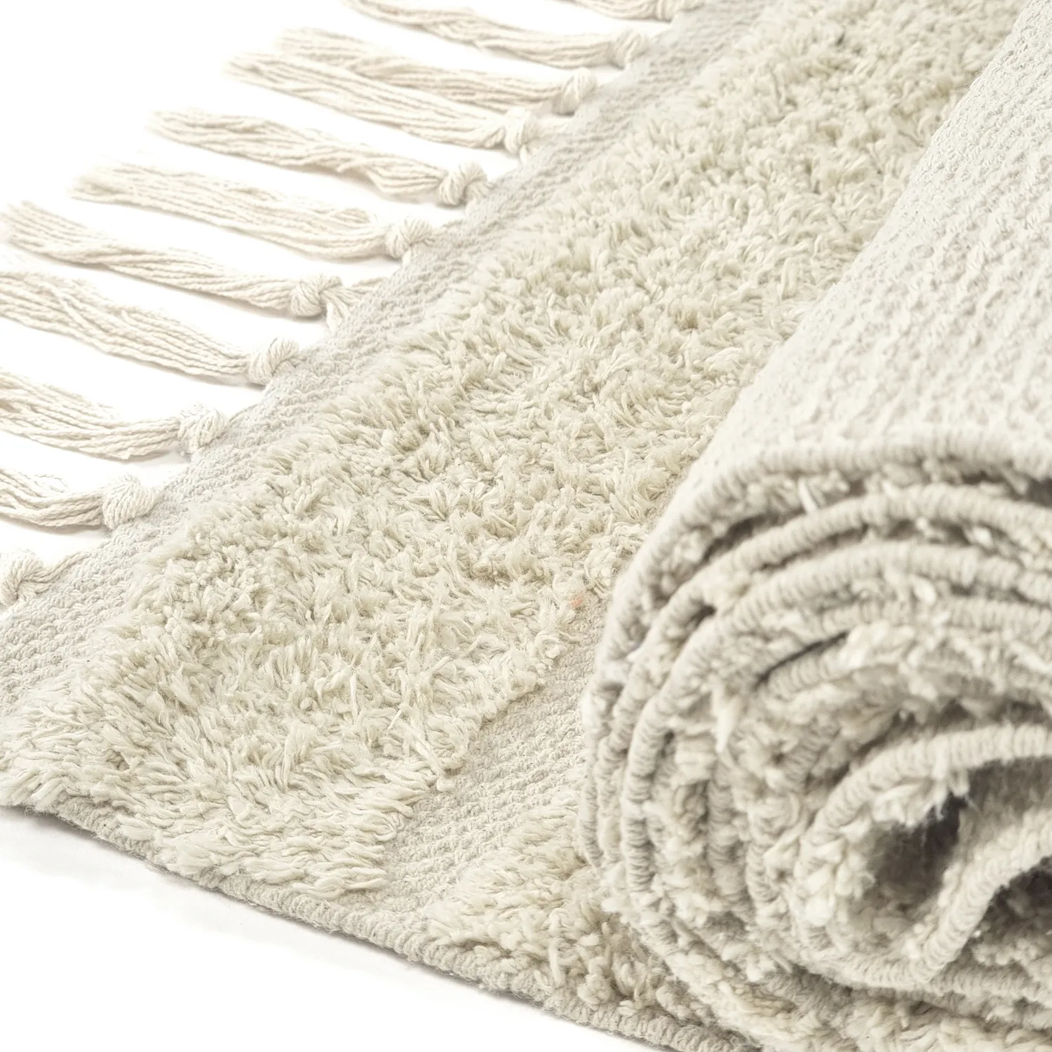 Alfombras de pelo largo - Rani Natural Cotton Shaggy (blanquecino)