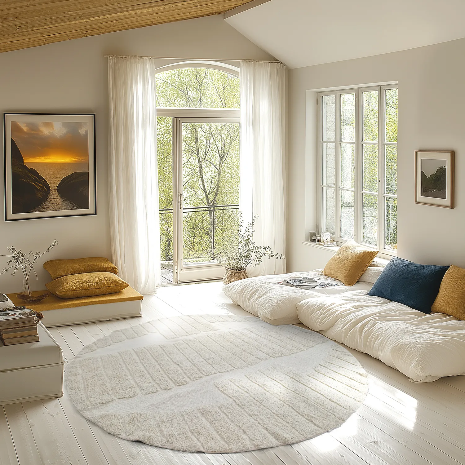 Alfombras redondeadas - Rani Natural Cotton Shaggy (blanquecino)