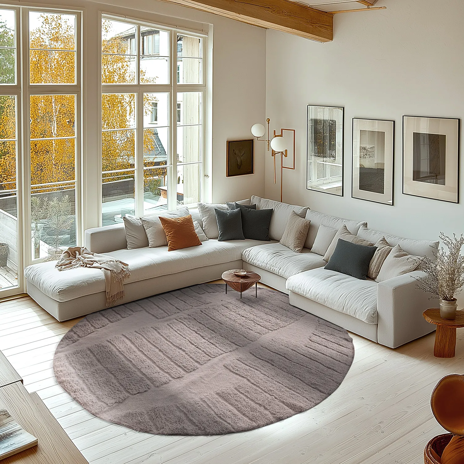Alfombras redondeadas - Rani Natural Cotton Shaggy (gris pardo)
