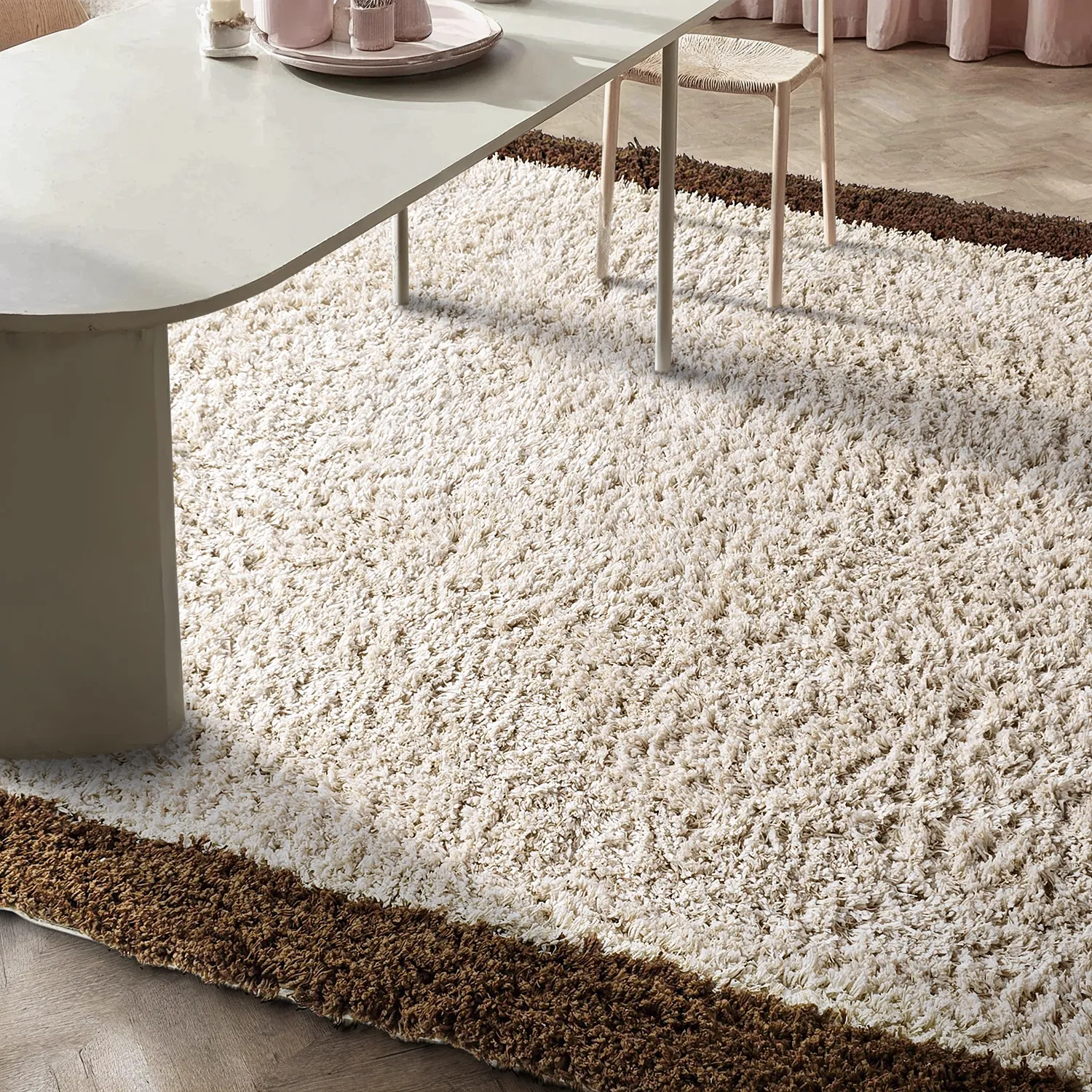 Alfombras de pelo largo - Sagres Natural Cotton Shaggy (blanco roto/marrón)