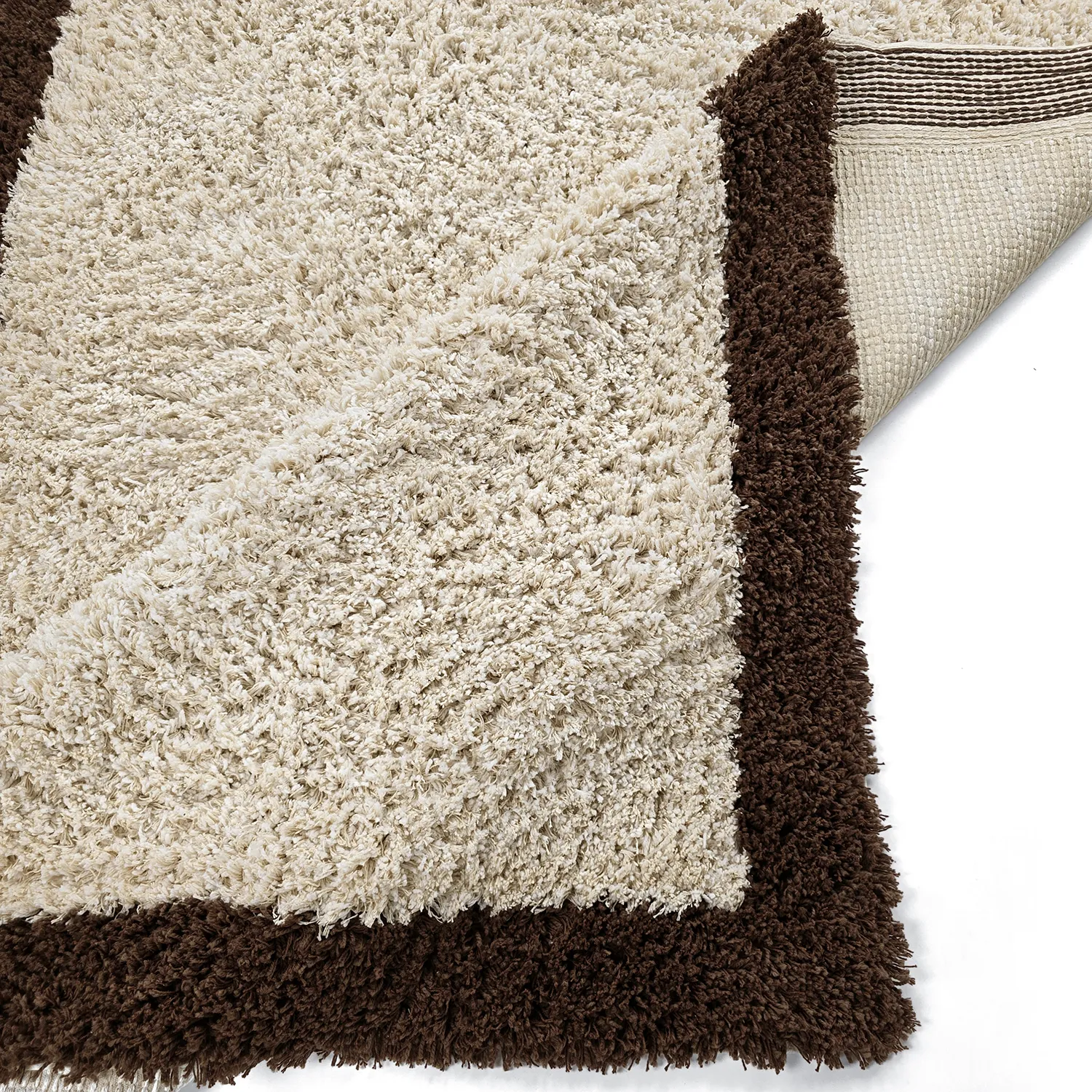 Alfombras de pelo largo - Sagres Natural Cotton Shaggy (blanco roto/marrón)