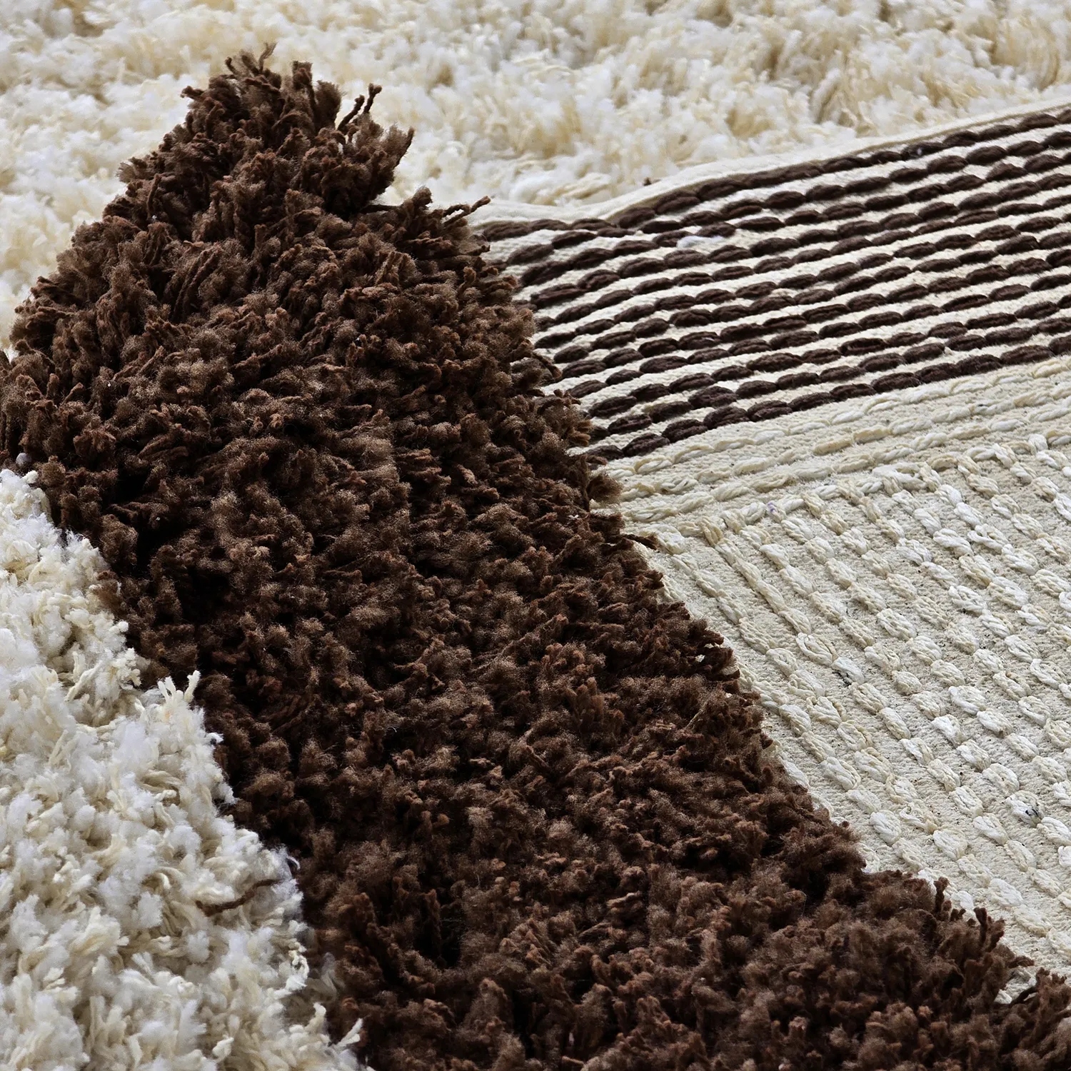 Alfombras de pelo largo - Sagres Natural Cotton Shaggy (blanco roto/marrón)