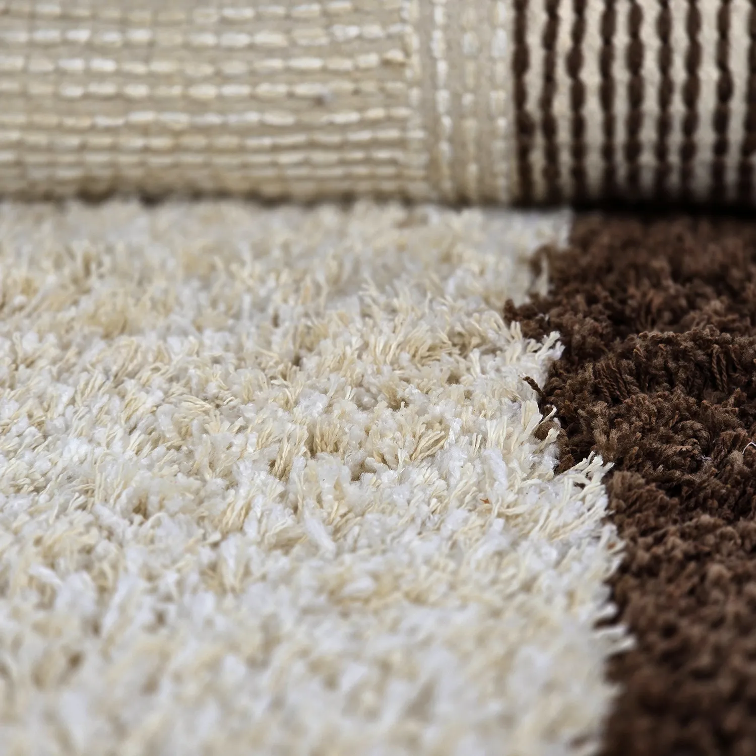 Alfombras de pelo largo - Sagres Natural Cotton Shaggy (blanco roto/marrón)