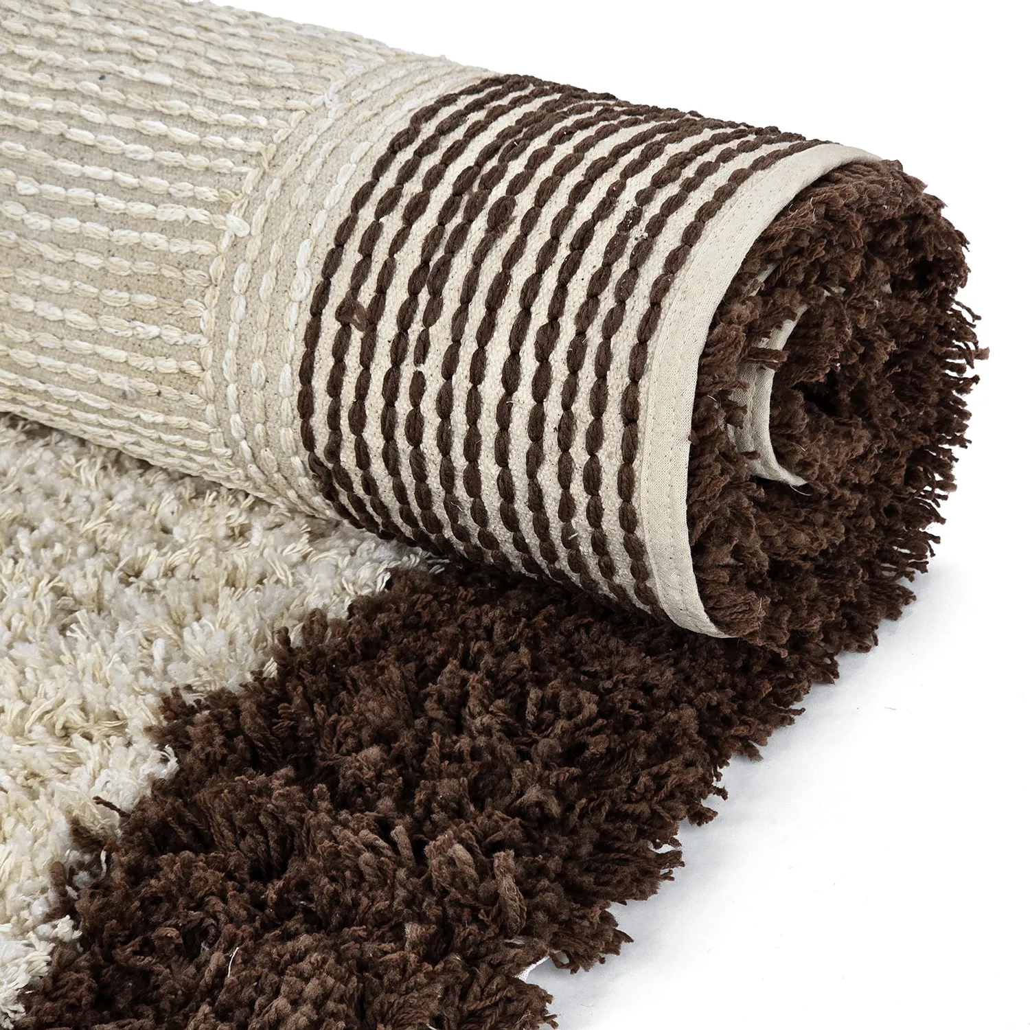 Alfombras de pelo largo - Sagres Natural Cotton Shaggy (blanco roto/marrón)