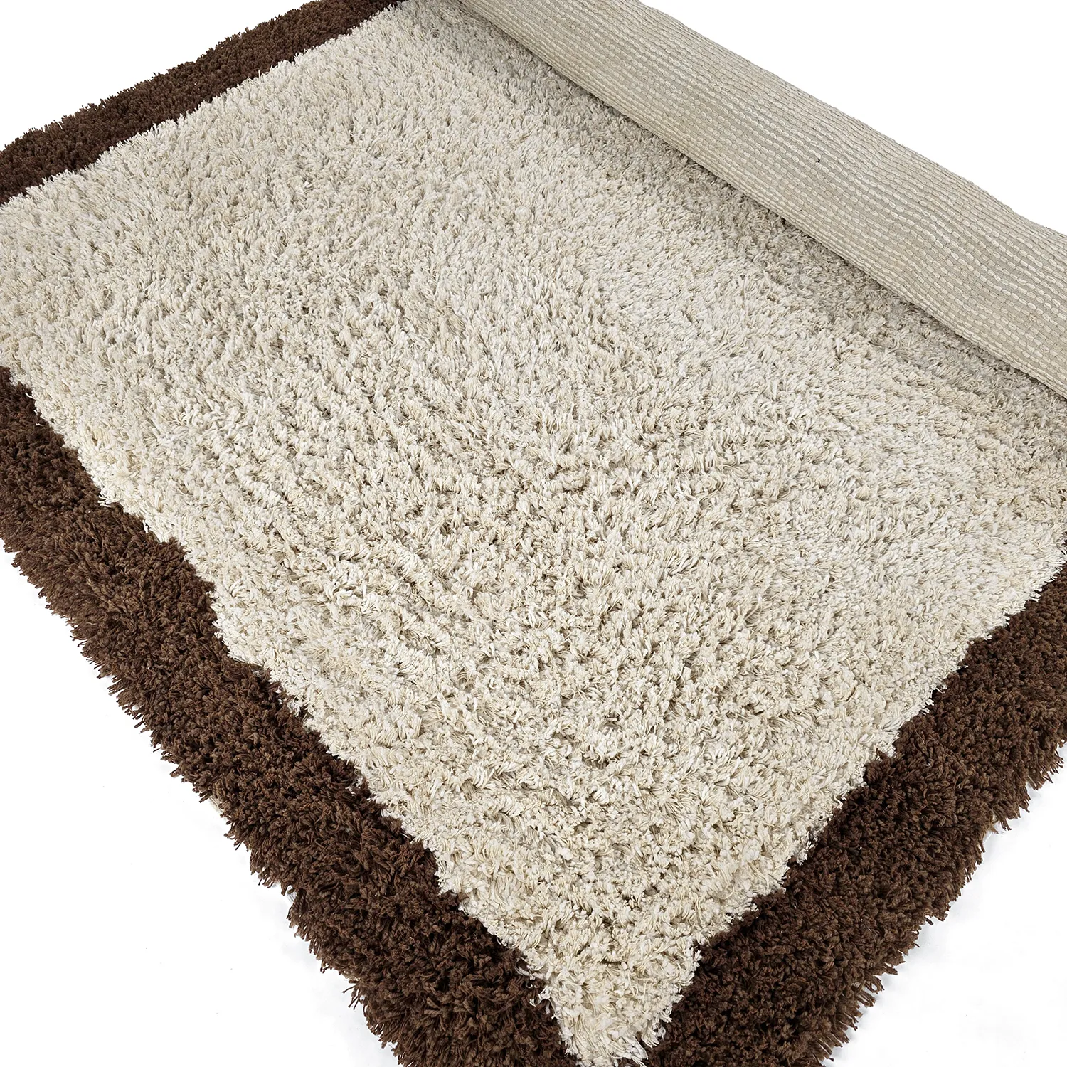 Alfombras de pelo largo - Sagres Natural Cotton Shaggy (blanco roto/marrón)