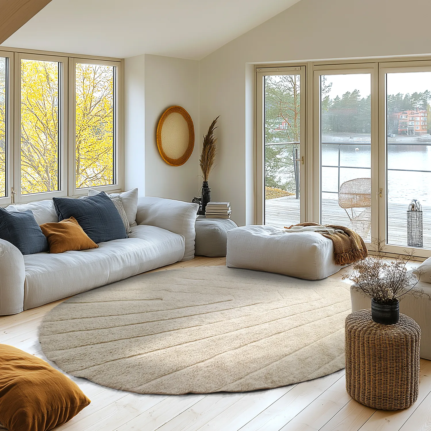 Alfombras redondeadas - Sivia Natural Cotton Shaggy (beige)